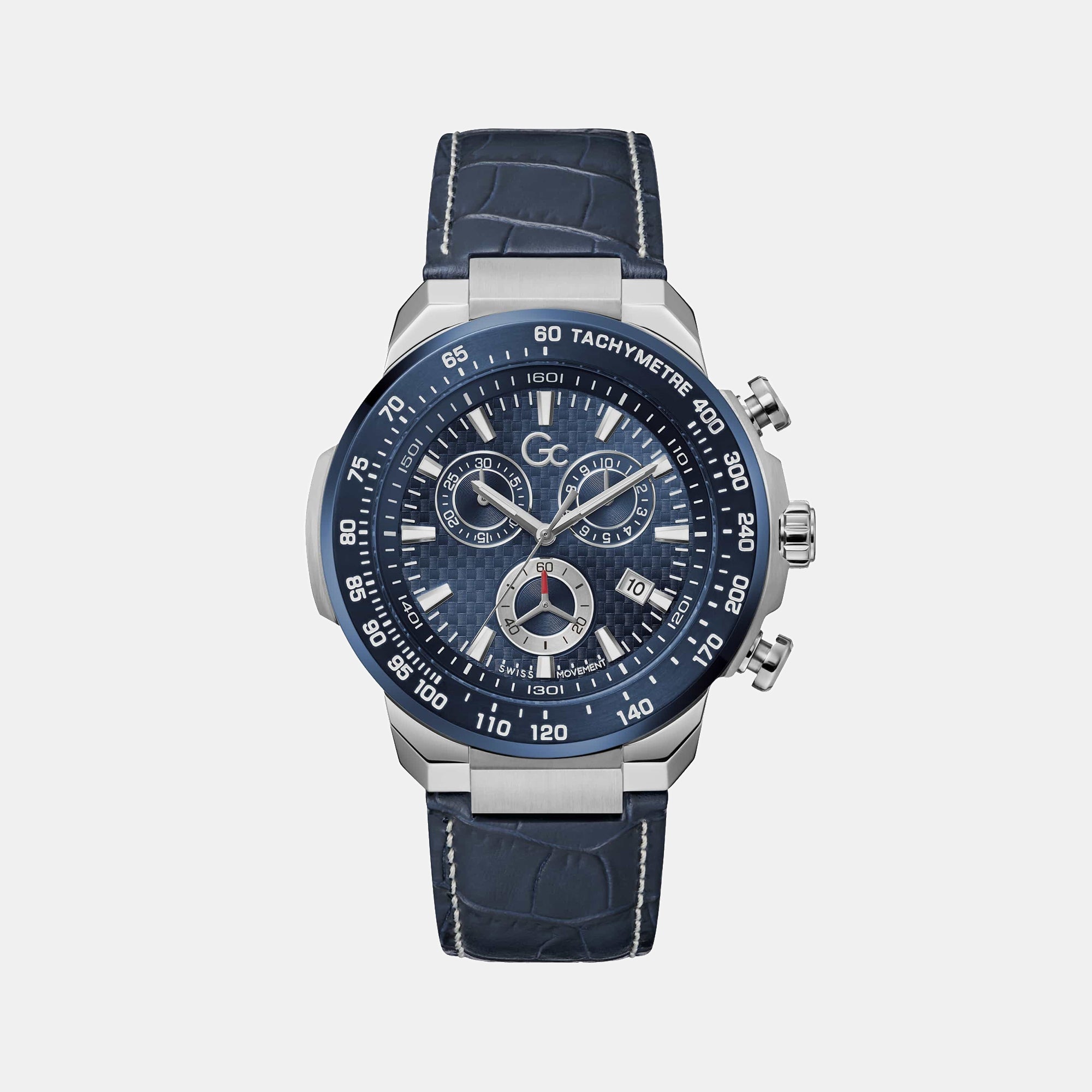 GC First Class Chrono Men Quartz Blue Dial Chronograph Leather Watch Z35004G7MF