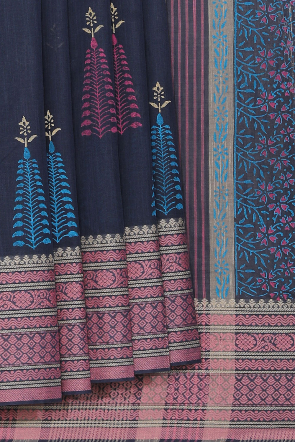 Kalanjali Ethnics Hand block printed cotton saree - view 2