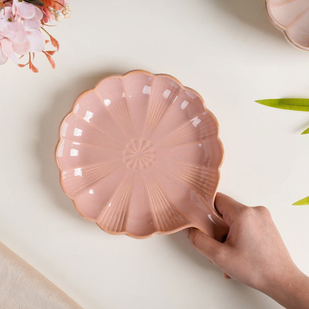 Nestasia Ocean Round Plate with Handle Pink - view 2