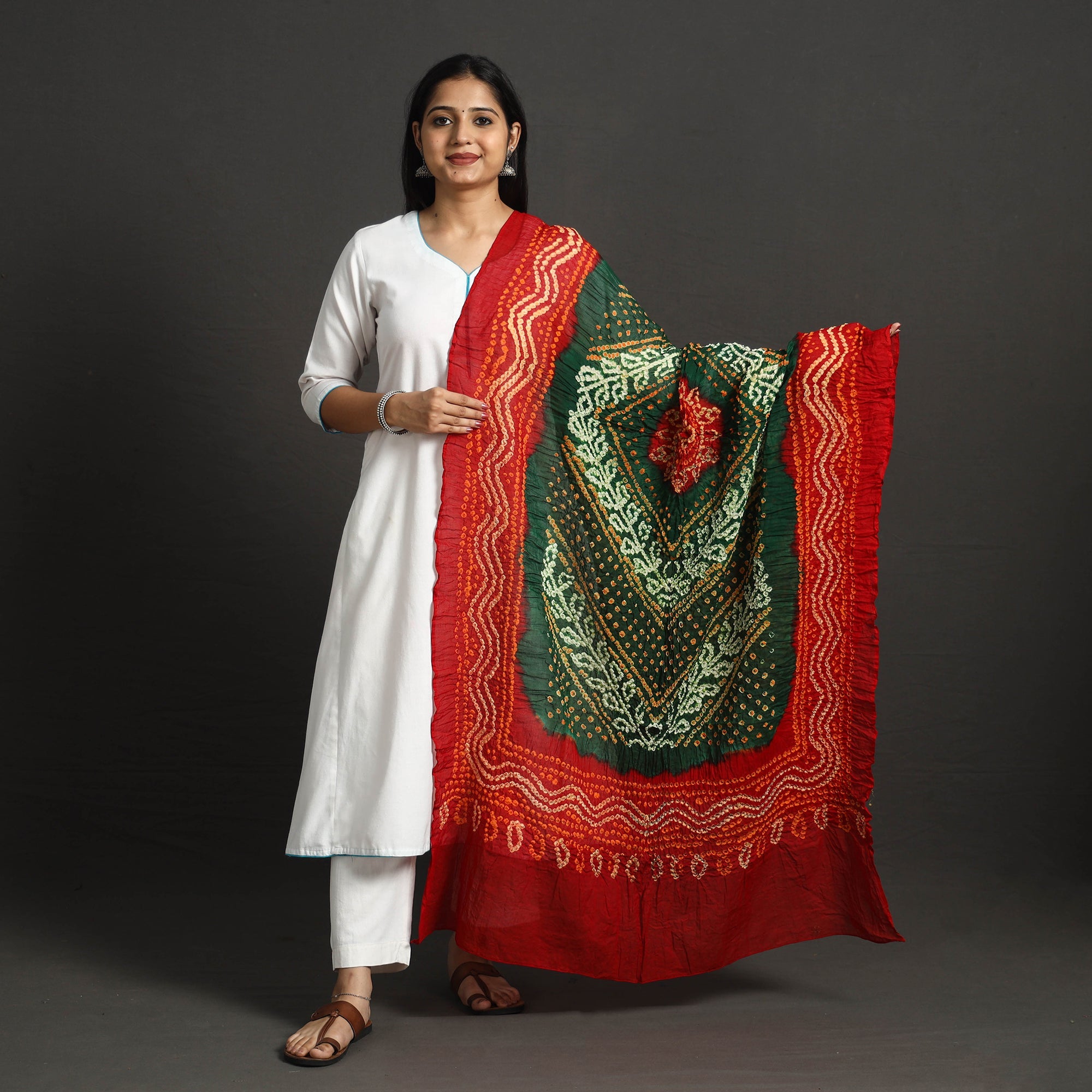 KACHCHH JI CHHAAP Kutch Tie-Dye Cotton Bandhani Dupatta 33