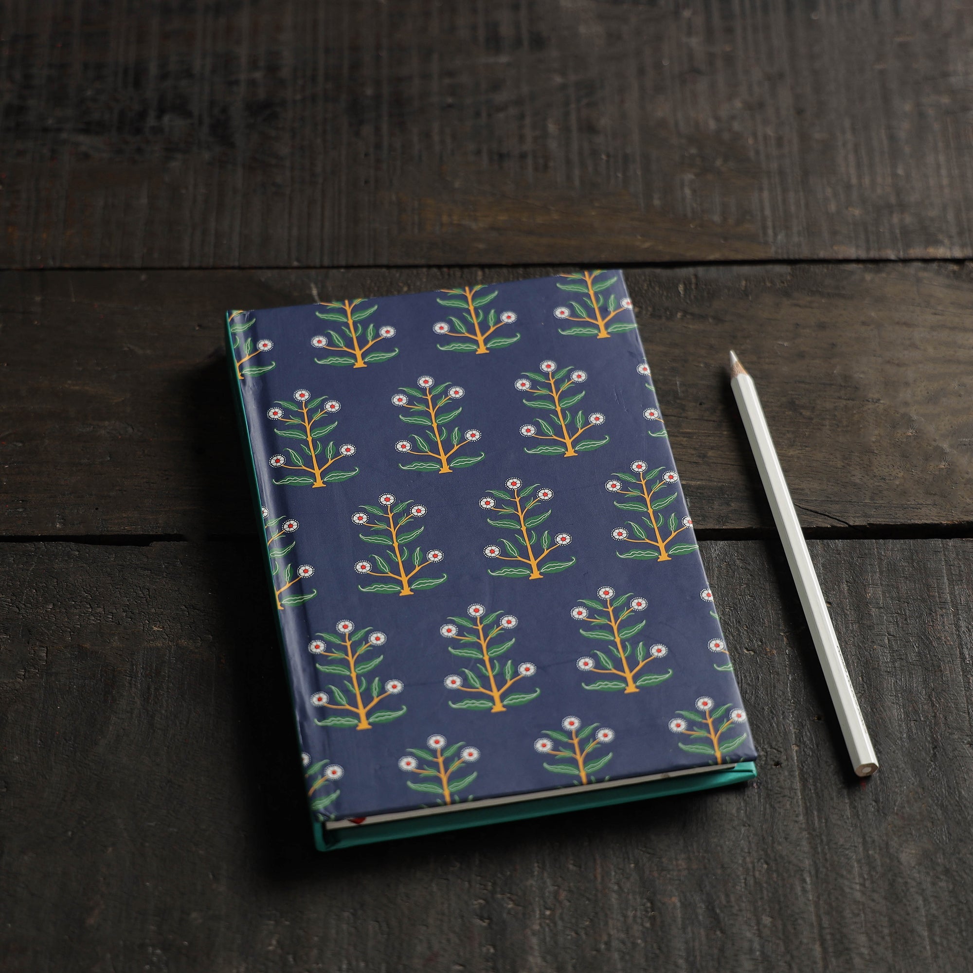 NEST BY ARPIT AGARWAL Blue - Flower Motif Handmade Notebook