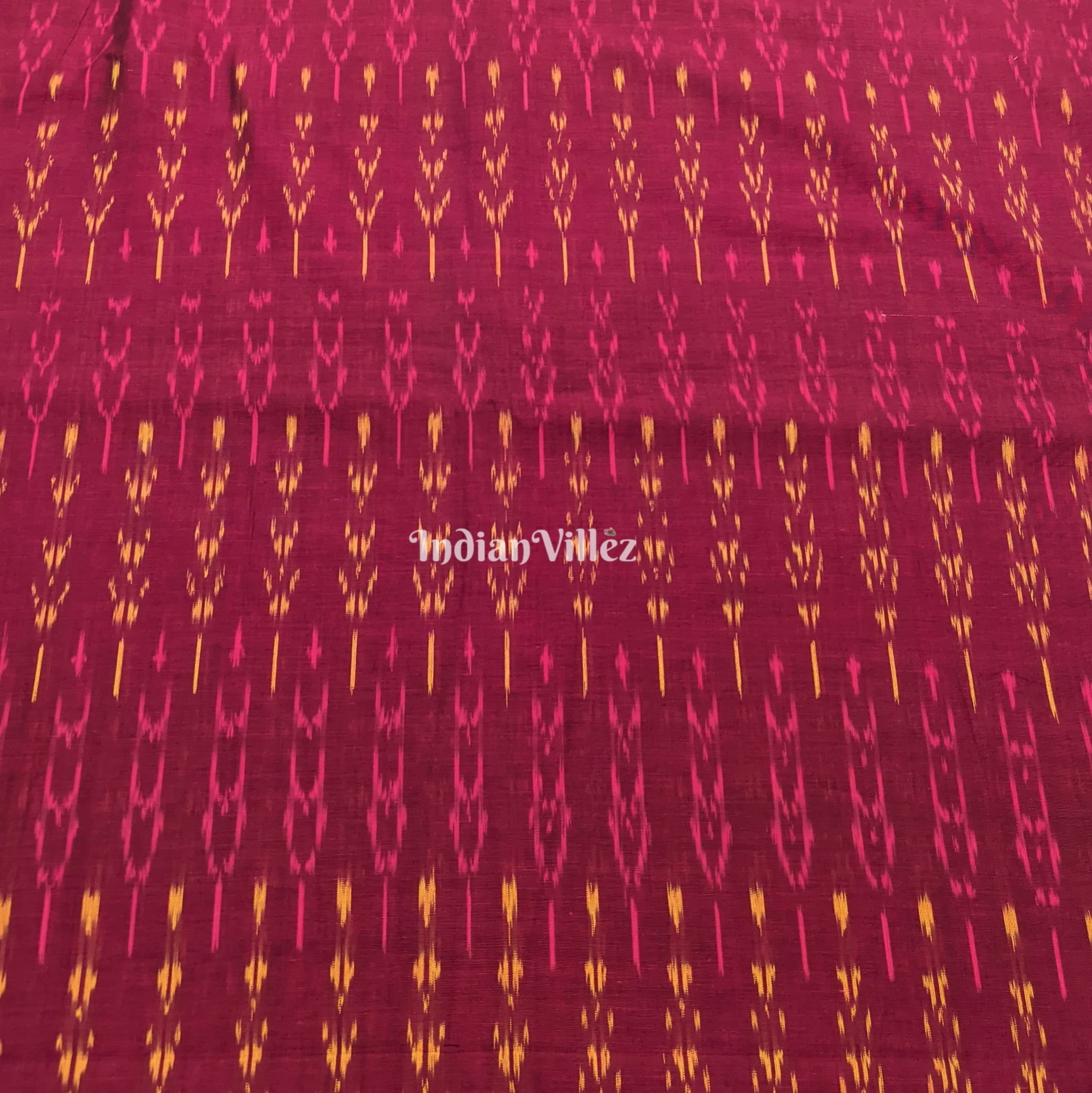 IndianVillèz Maroon Pochampally Ikat Cotton Fabric - view 2