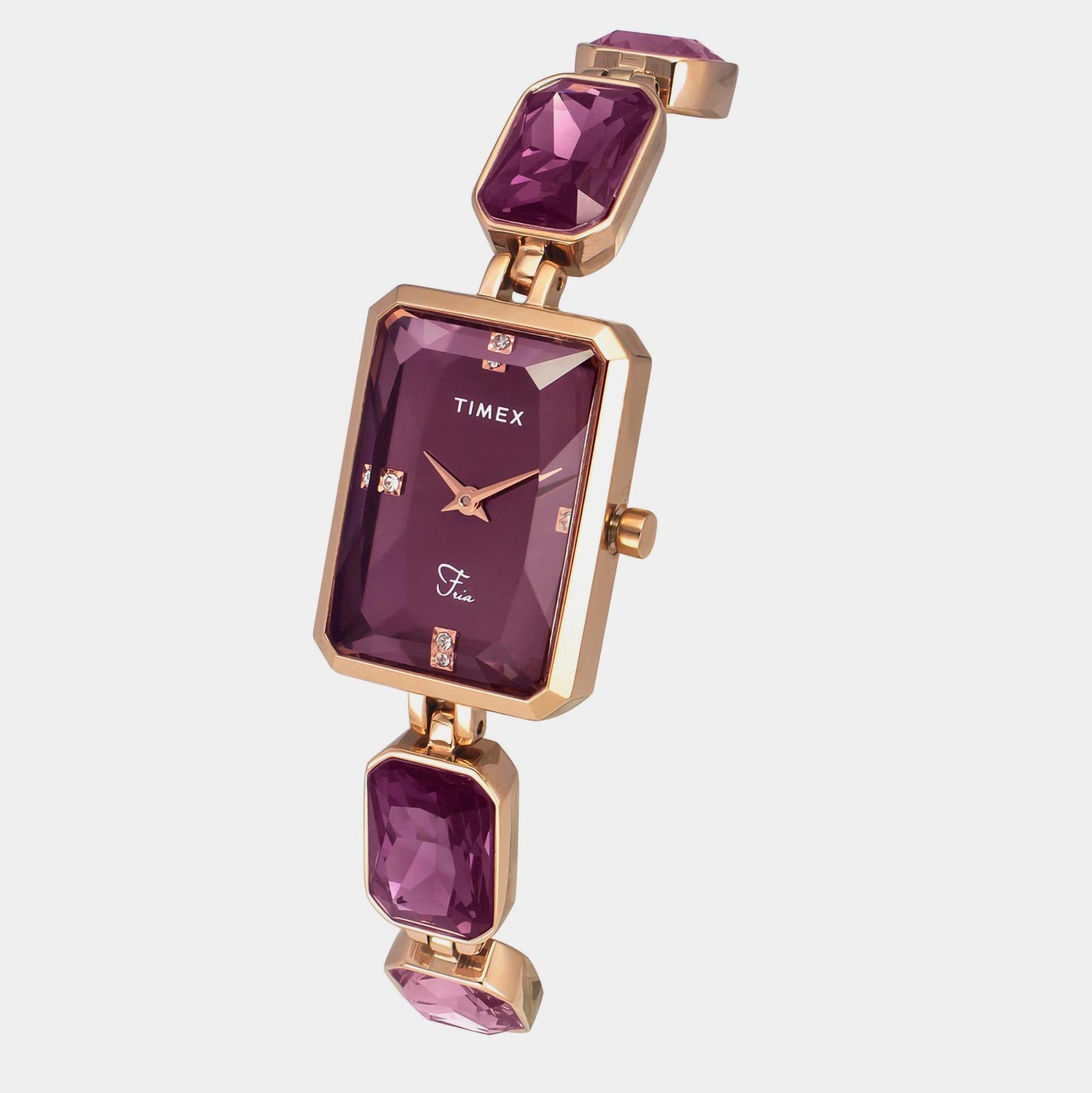 Timex Fria Women Quartz Burgundy Dial Analog Brass Watch TWEL16903 - view 2
