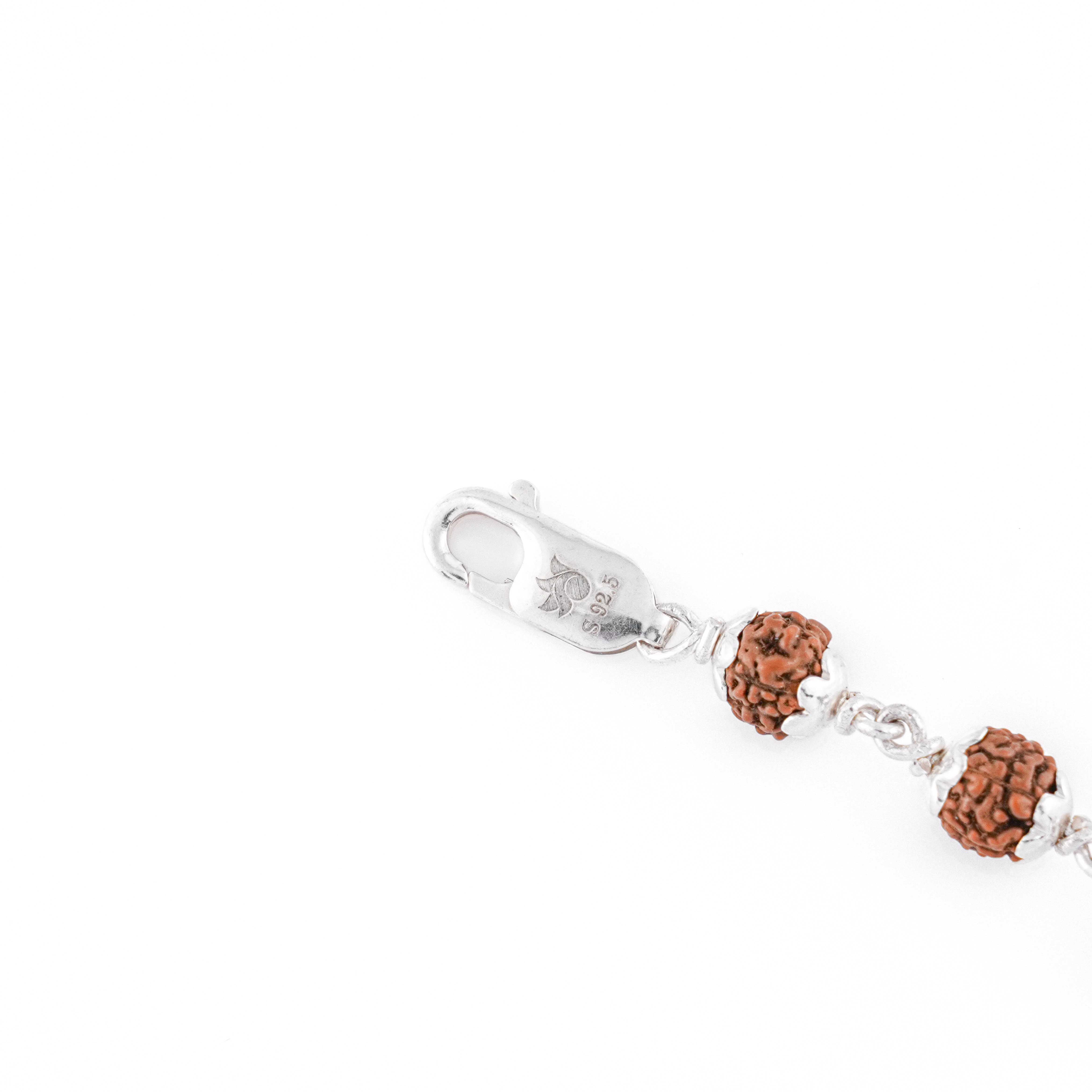 Prinjal Jewellers Rudraksha silver bracelet with folded-hand Ganesh - view 5