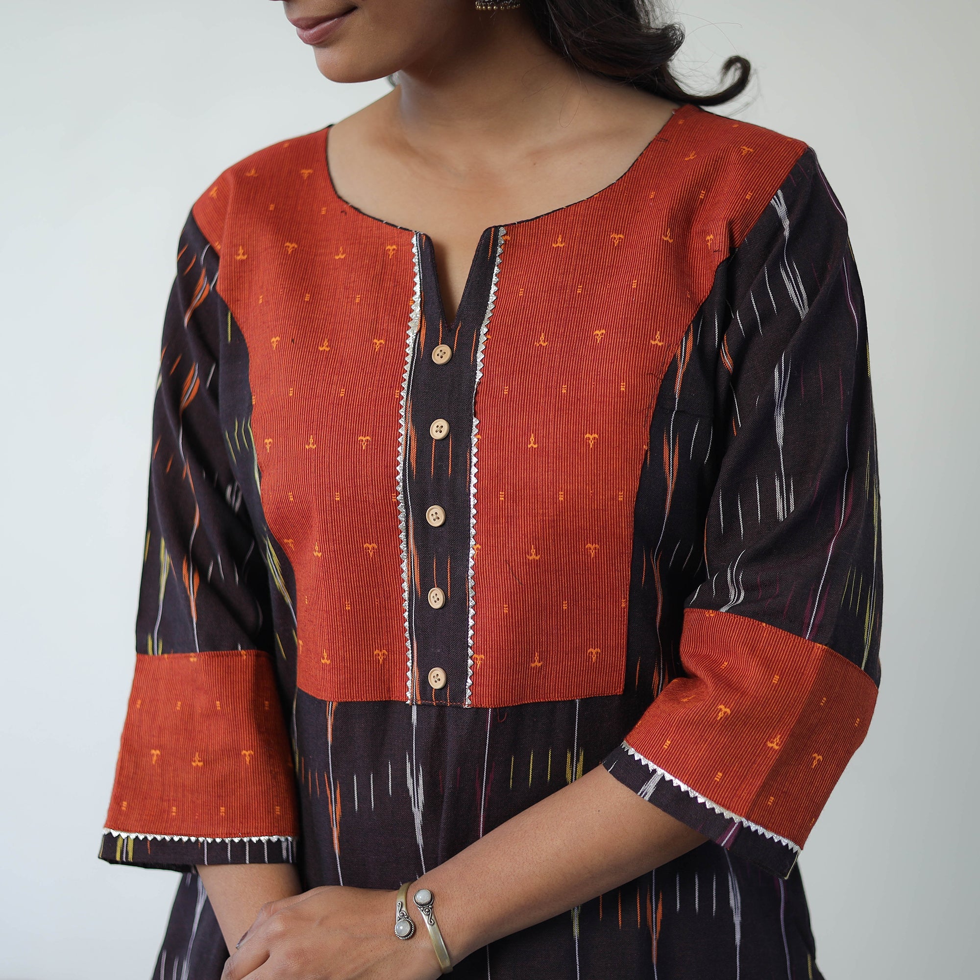 ITOKRI CASUALS Black - Handloom Cotton Pochampally Ikat Kurta Set with Dupatta 03 - view 5
