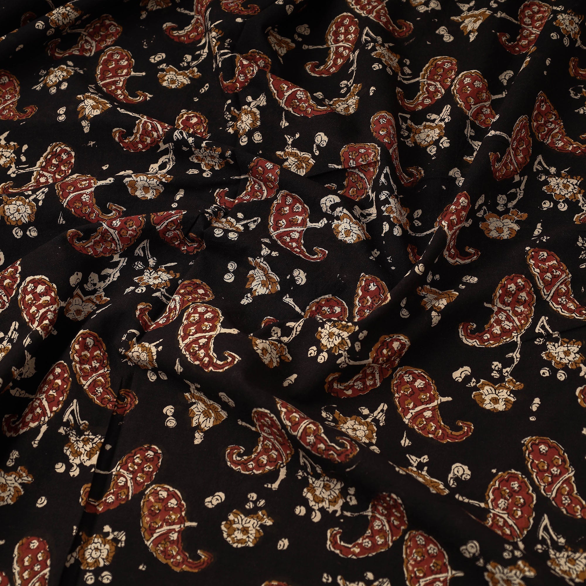 HAVELI CHRONICLES Black - Duplet Red Bagru Block Print Cotton Fabric - view 3