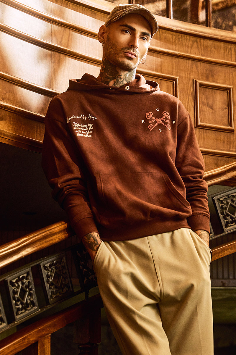 SNITCH Legends Unchained Brown Embroidered Hoodie