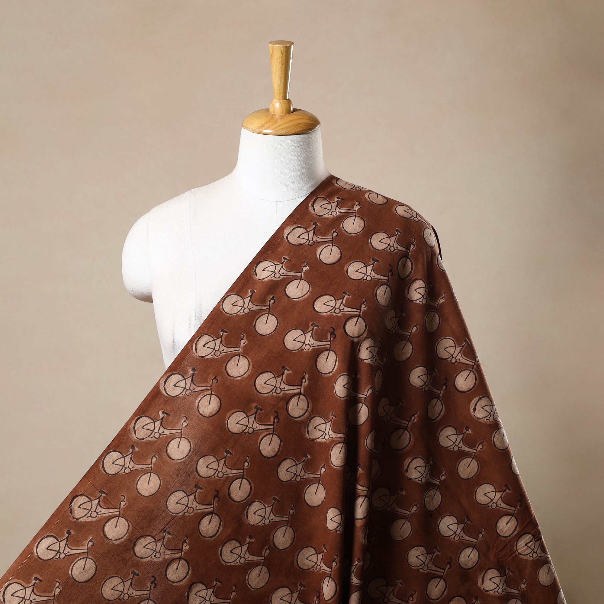 BINDAAS UNLIMITED Brown - Natural Dyed Cotton Bindaas Block Print Fabric 12