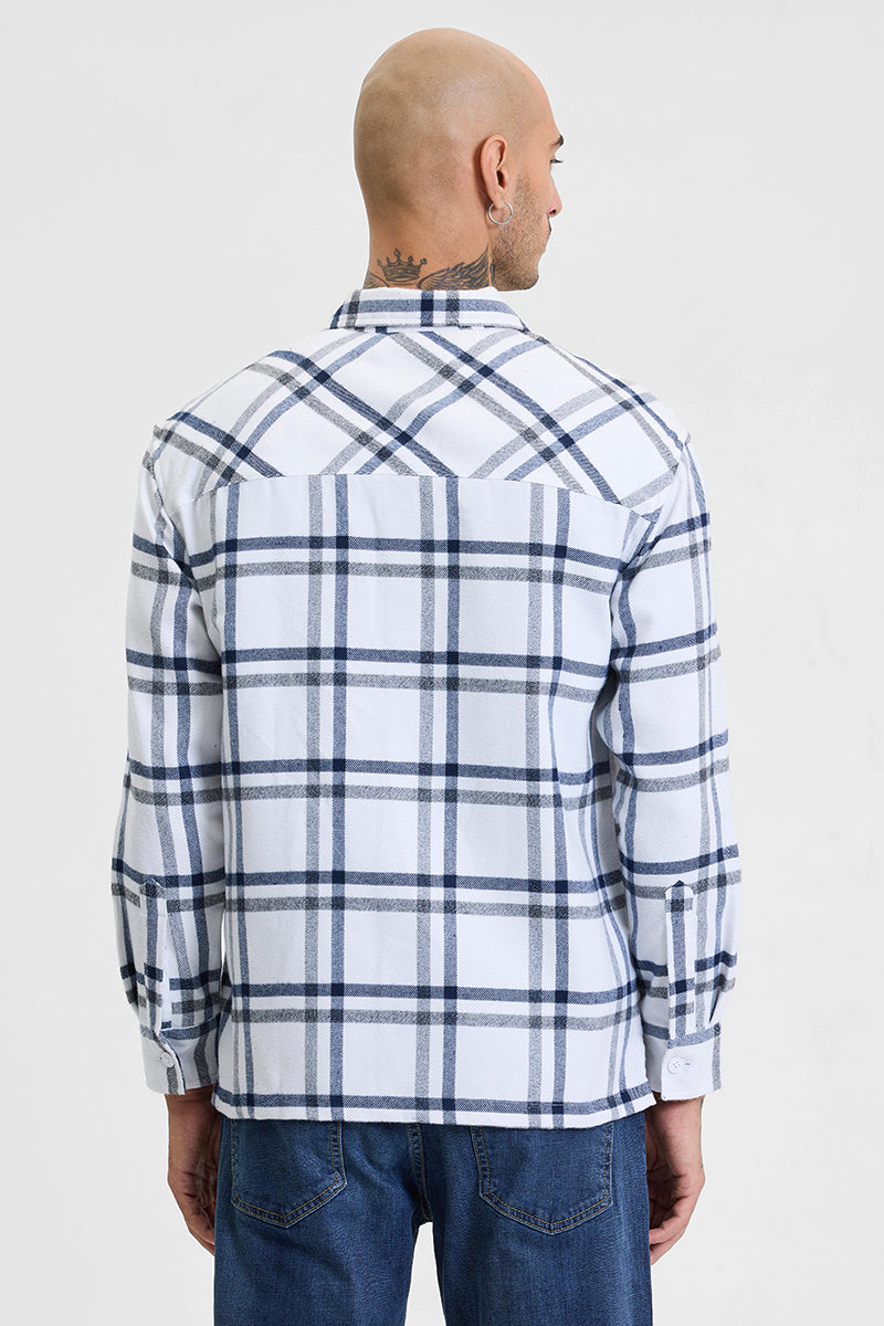 SNITCH White Checks Relaxed Fit Overshirt - view 8