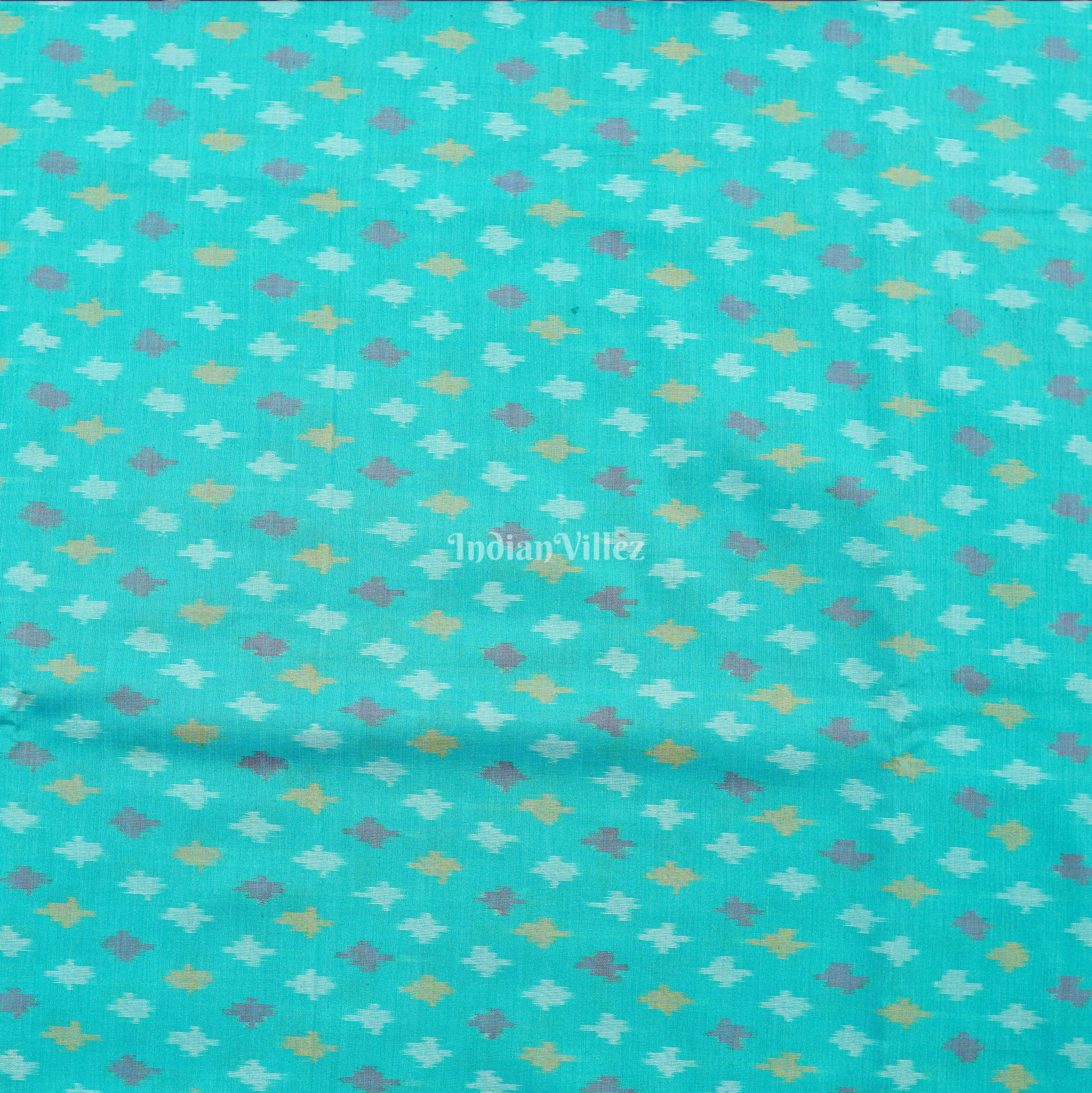 IndianVillèz Sky Blue Handwoven Pochampally Ikat Sico Fabric - view 2