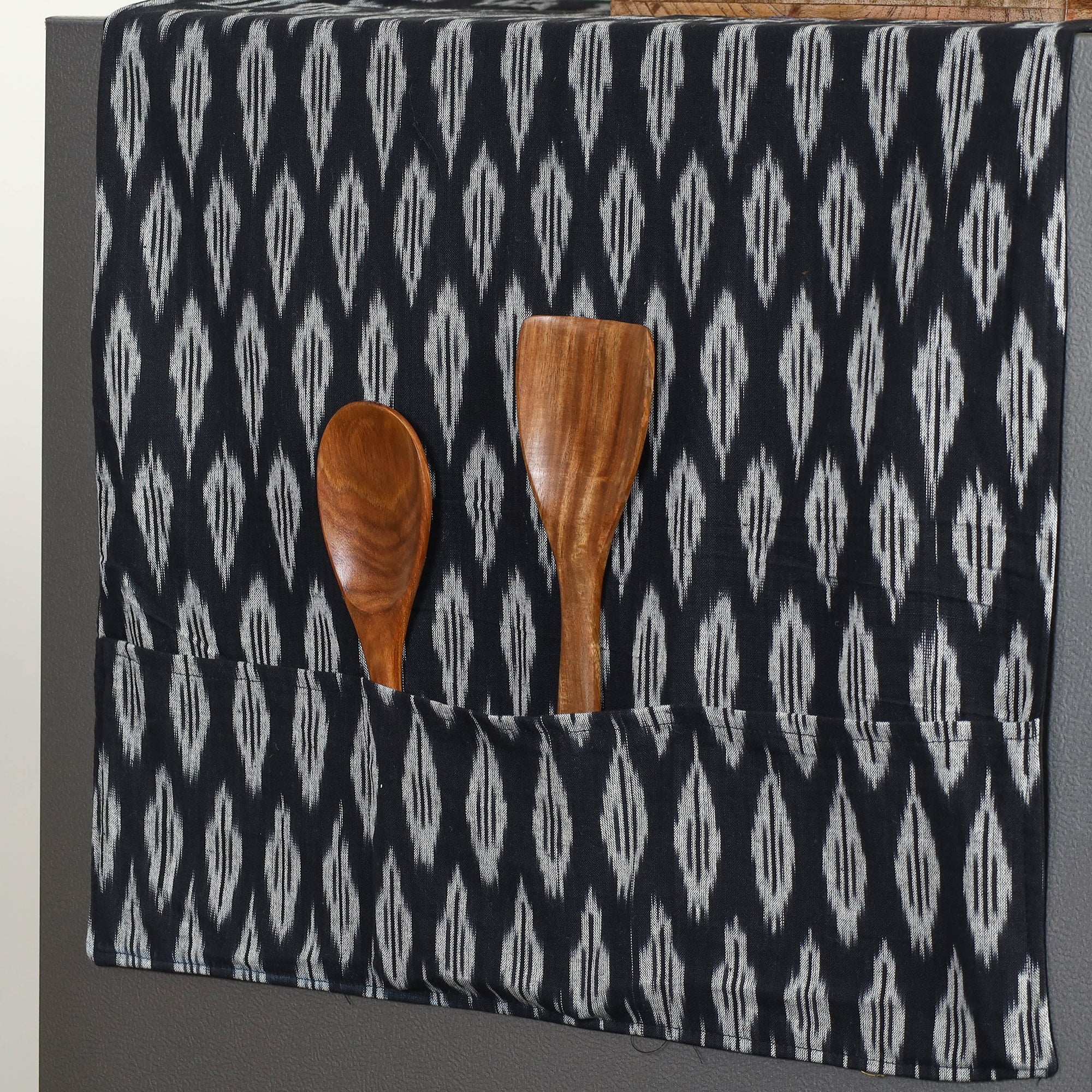 JALPARI Black - Handmade Cotton Fridge Top Cover with Multiple Pockets 18 - view 2