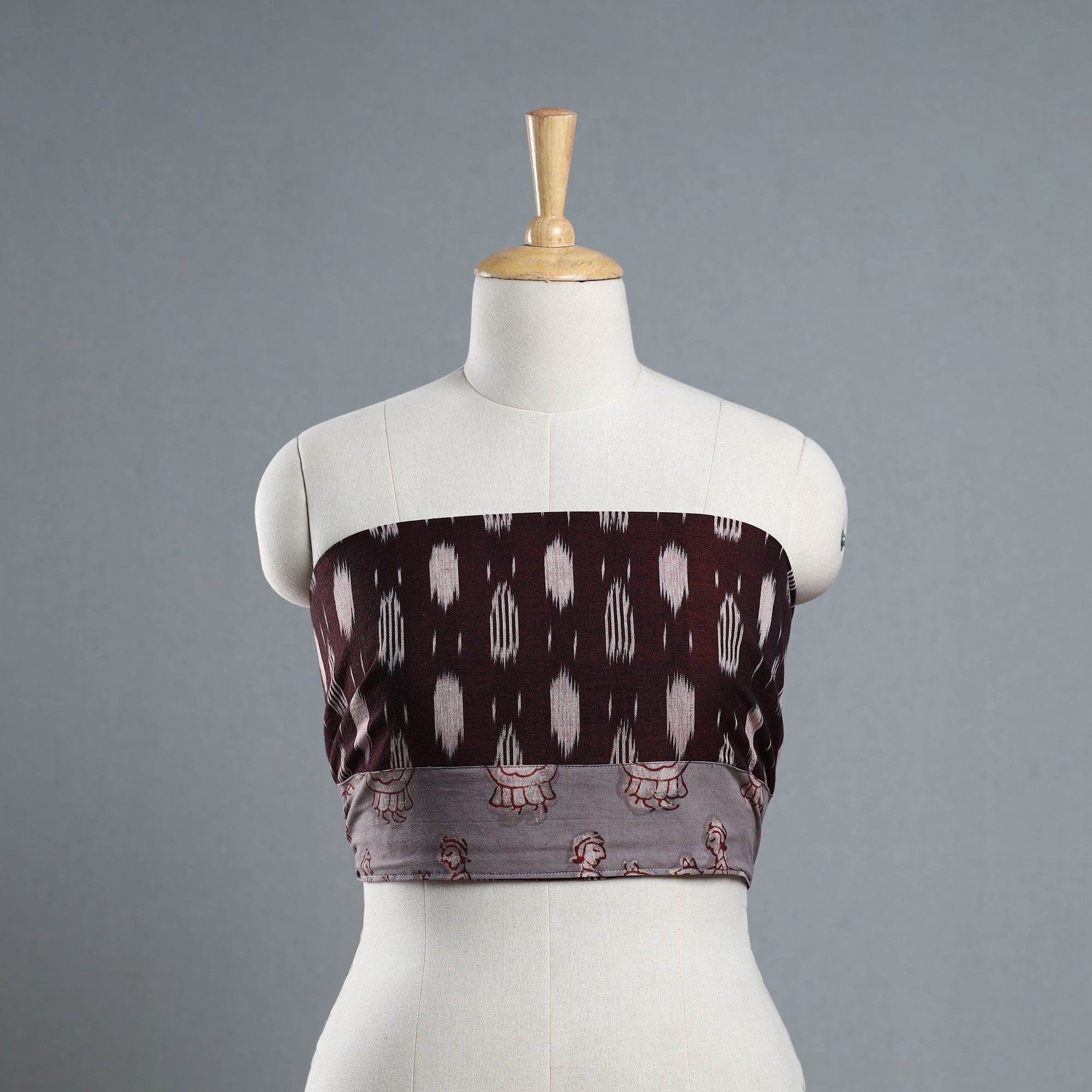 NOORI BAZAR Brown - Cotton Pochampally Ikat Blouse Piece 54