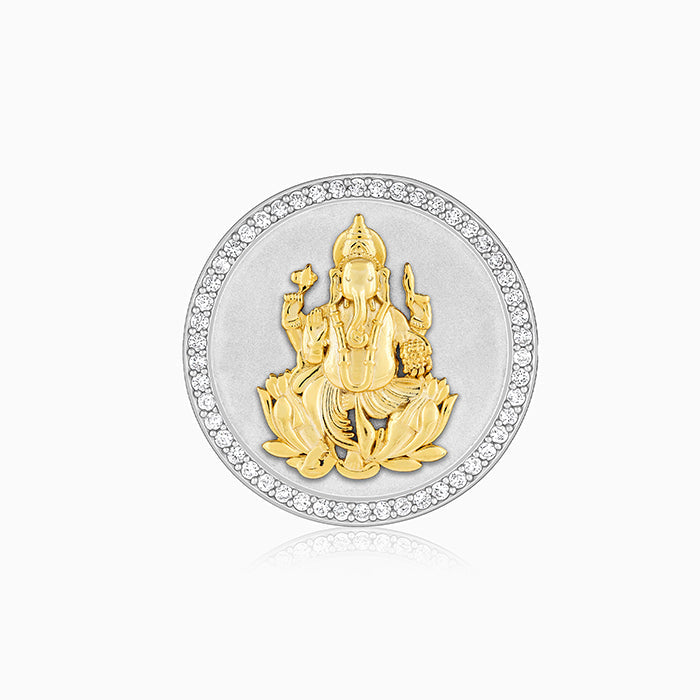 GIVA Jewellery Silver And Golden Devotional Ganesha Coin