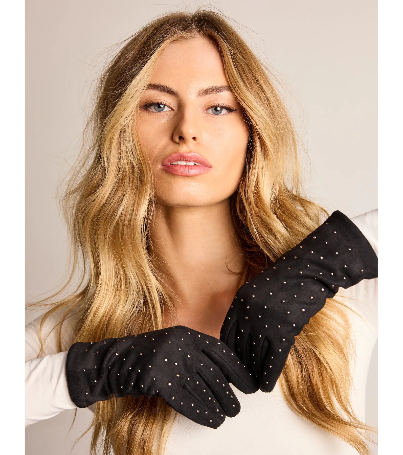 Windsor Sparkle Moment Faux Suede Rhinestone Gloves - view 3