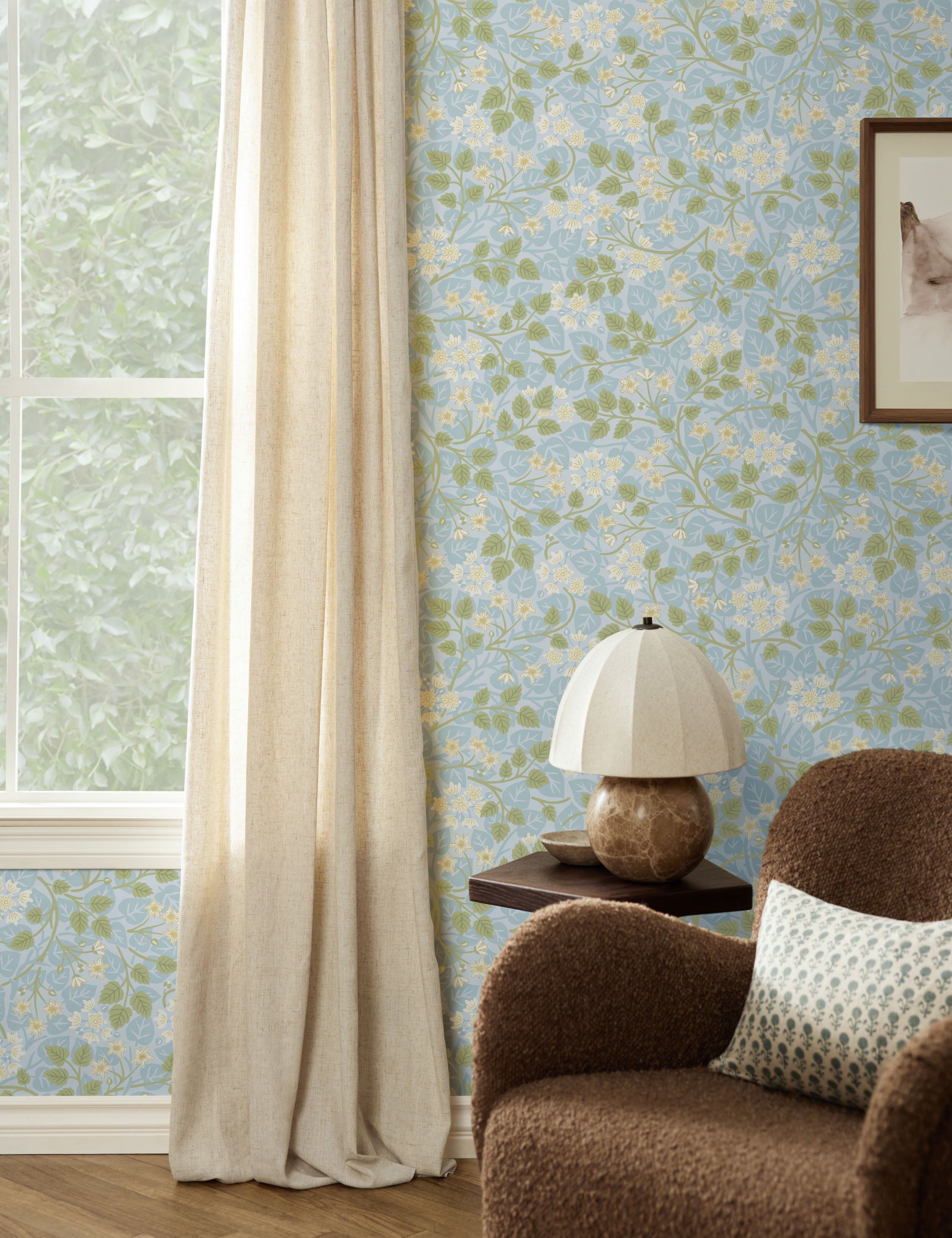 Lulu and Georgia Silver Lime Wallpaper by Sanderson - view 11