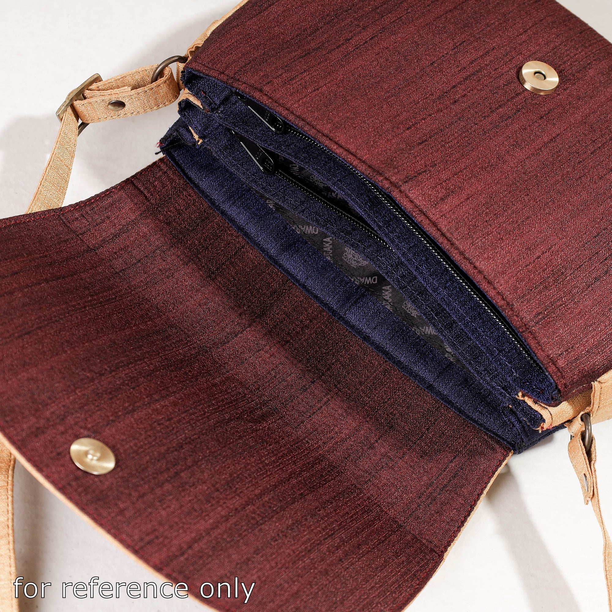 DWARAKA PLUS Brown - Handpainted Kalamkari Natural Dyed Ghicha Silk Sling Bag - view 4