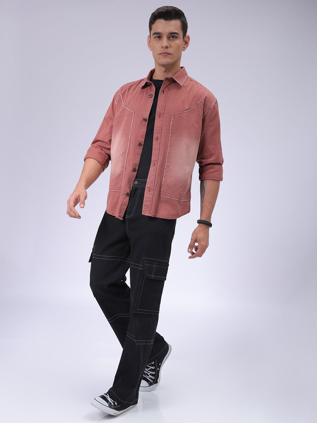 The Indian Garage Co Men's Burgundy Regular Fit Vintage Shirt - view 2