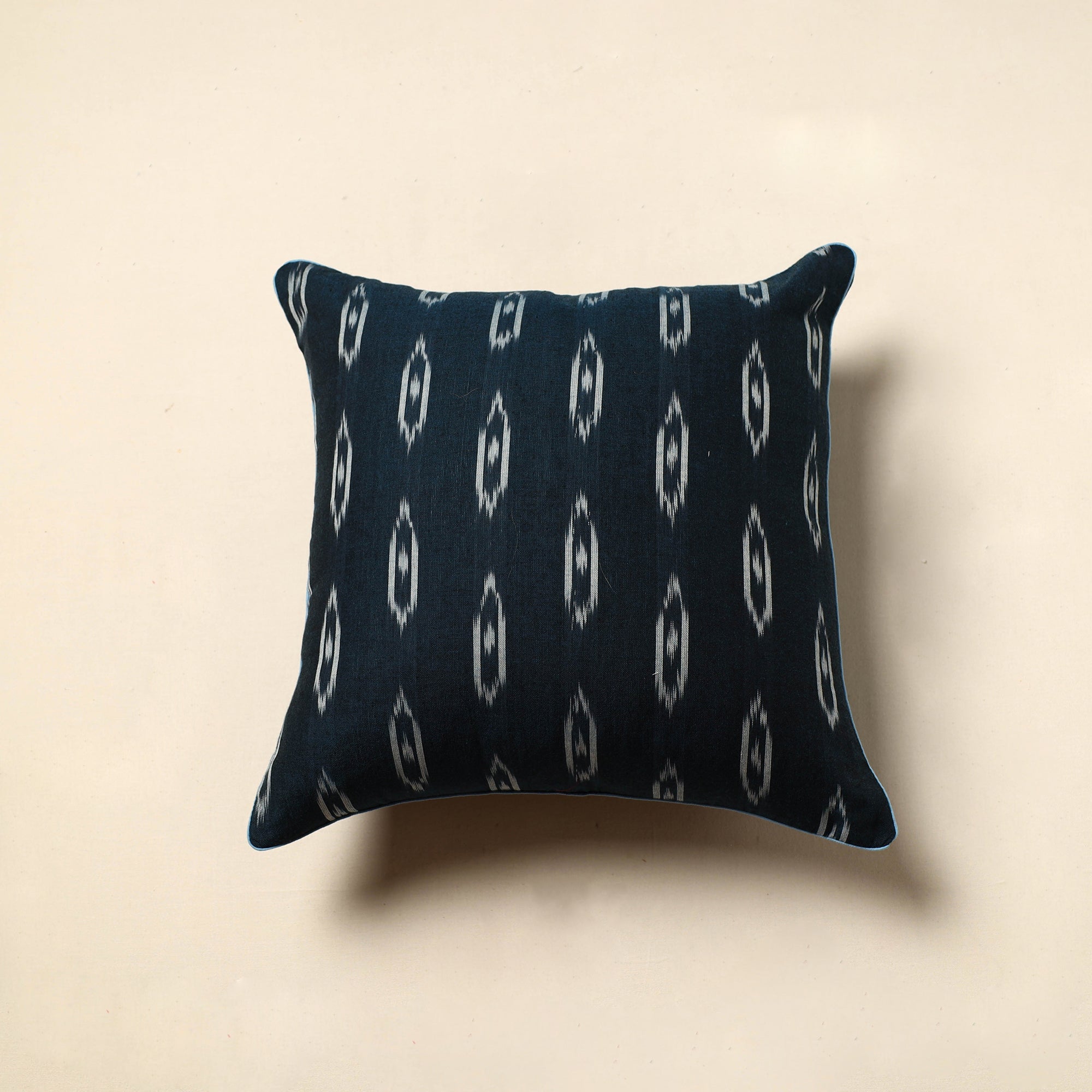 NOORI BAZAR Blue - Cotton Pochampally Ikat Cushion Cover (16 x 16 in) 07