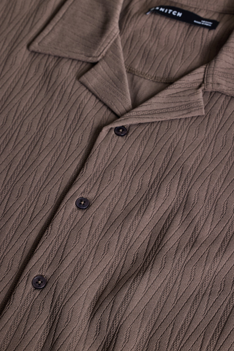 SNITCH Brown Cuban Textured Shirt - view 2