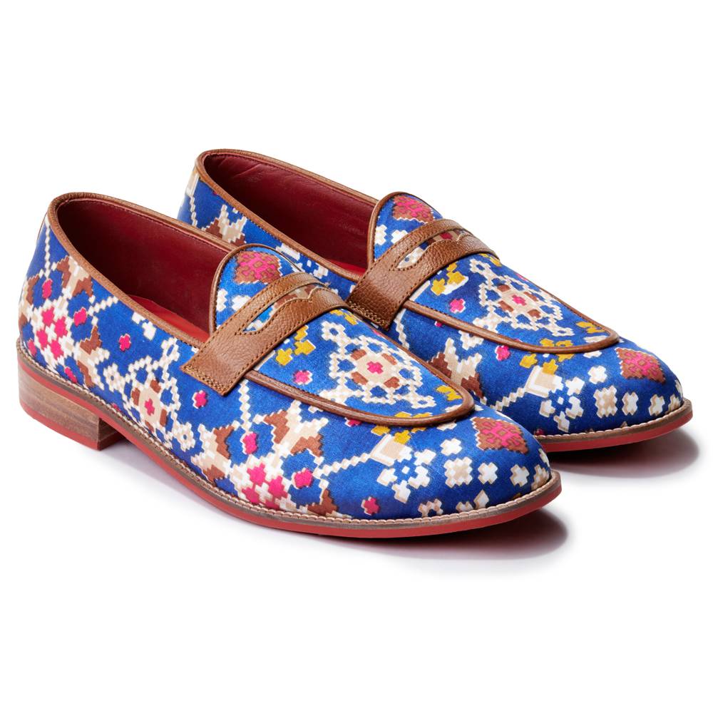 Banjaaran India Patola Loafers Men - Cobalt