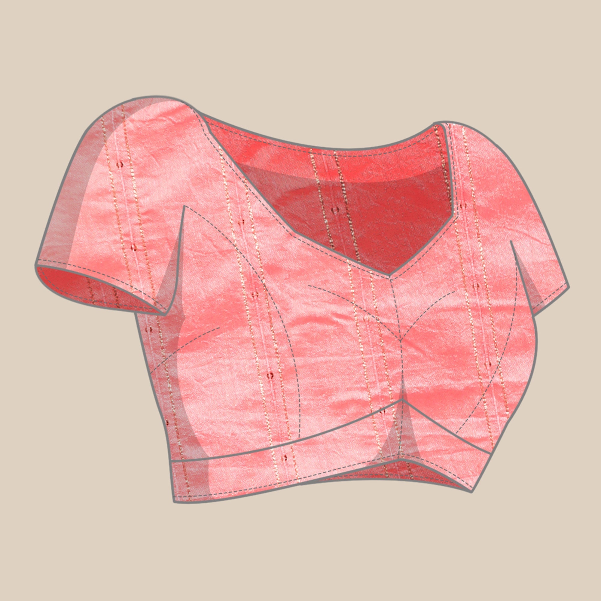 Peachmode Light Pink Foil Printed With Swarovski Chiffon Saree - view 9