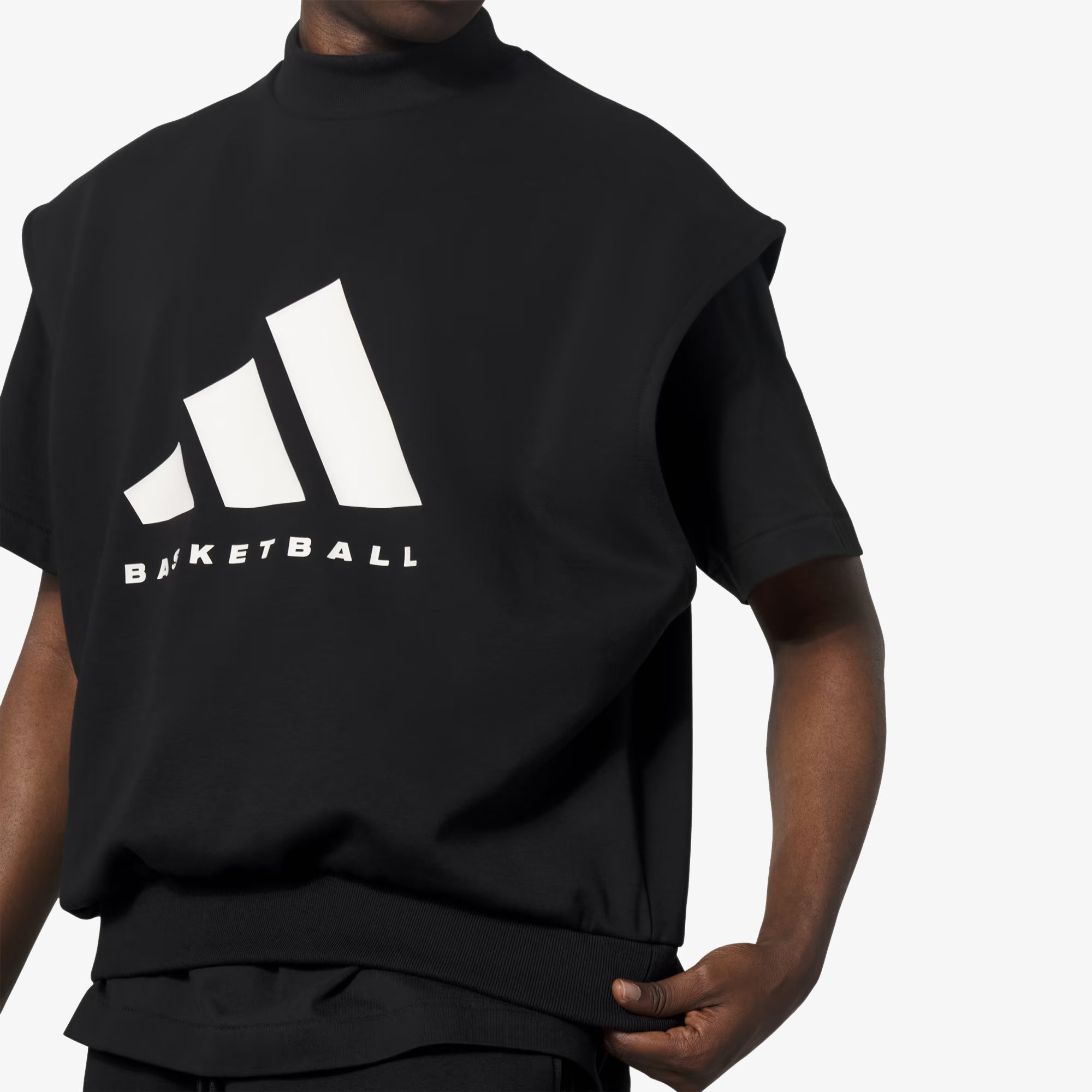 Adidas Originals | BASKETBALL SLEEVELESS SWEATSHIRT (GENDER NEUTRAL) { BLACK/TALC - view 4