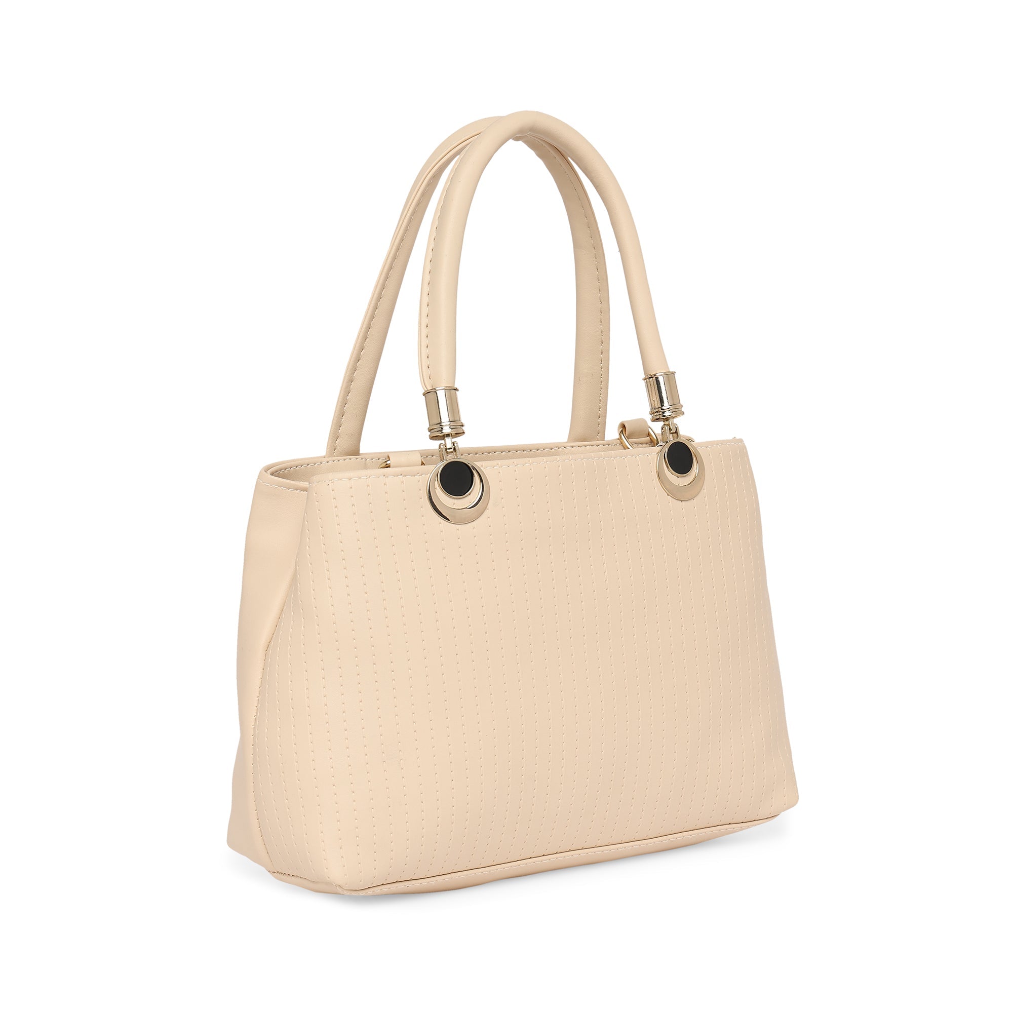 Peachmode Seller Cream Women Vegan Leather Handbag With Belt - view 2