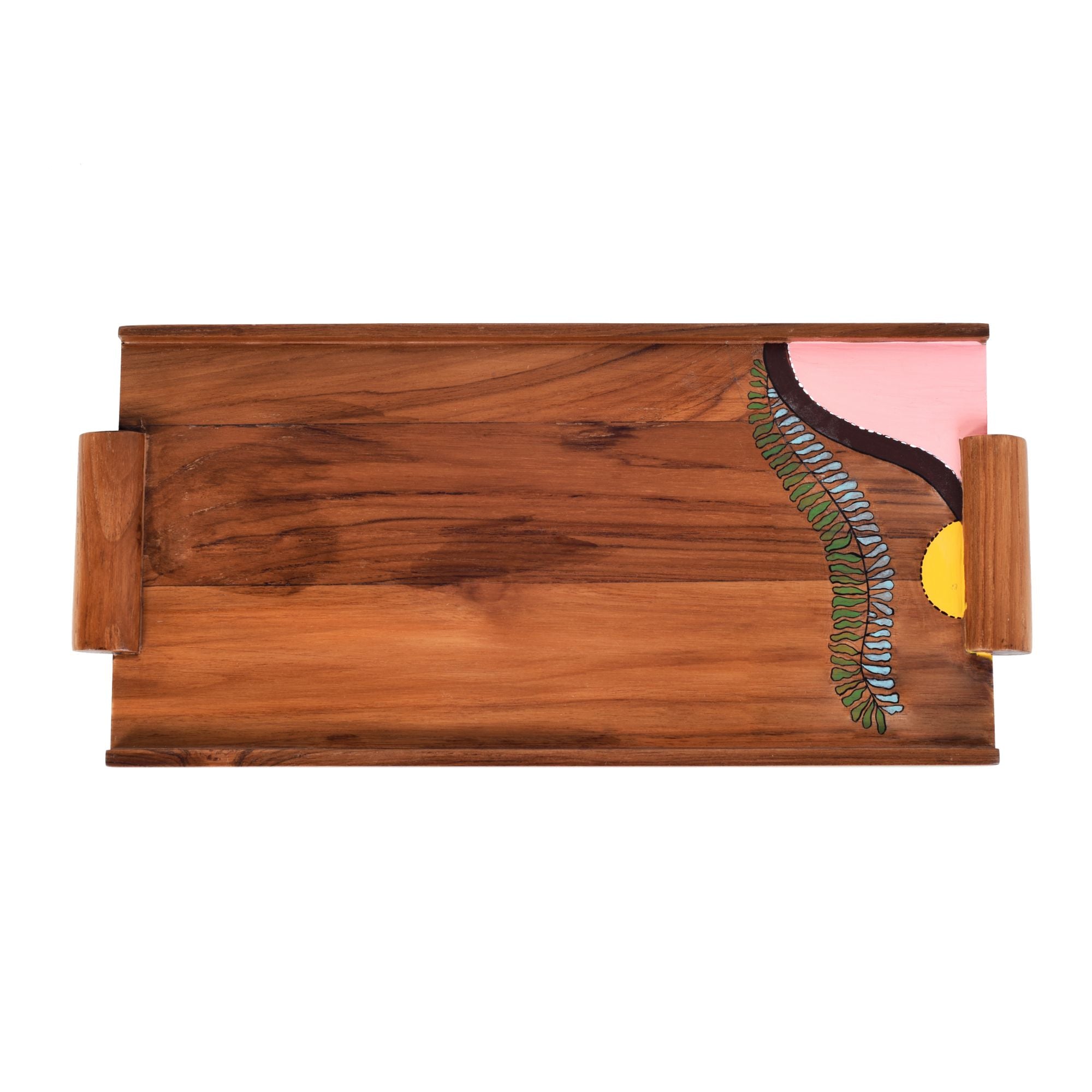 ART CREATIONS BY SUMAN SONTHALIA Brown - Leaf Patterns Rectangular Serving Trays (16.5x7.5x1) - view 4