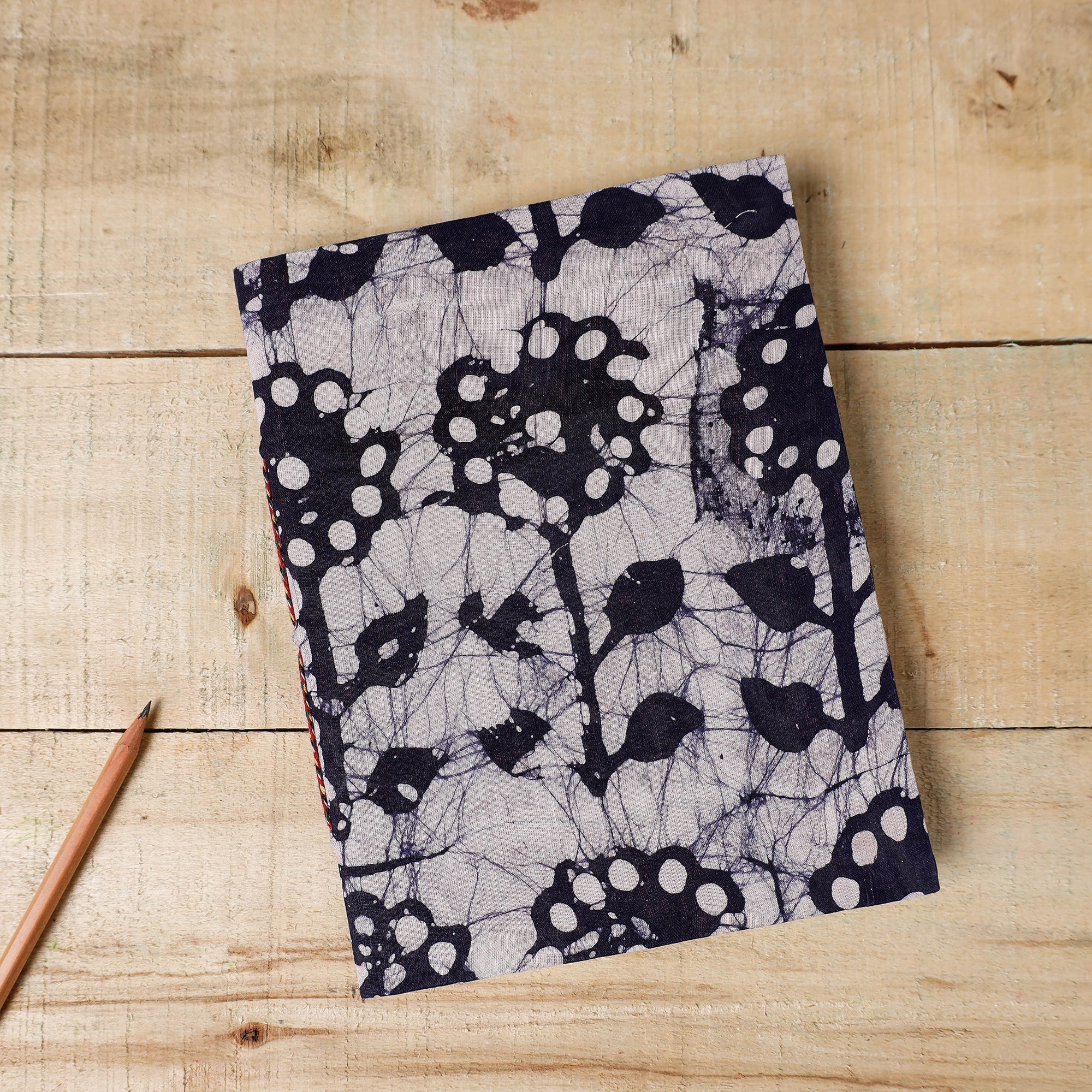 BINDAAS UNLIMITED Blue - Batik Fabric Cover Handmade Paper Notebook (9 x 7 in)