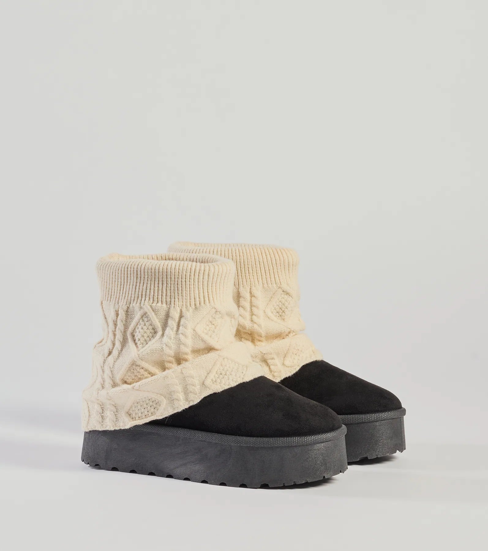 Windsor Cozy Vibes Cable Knit Platform Slippers