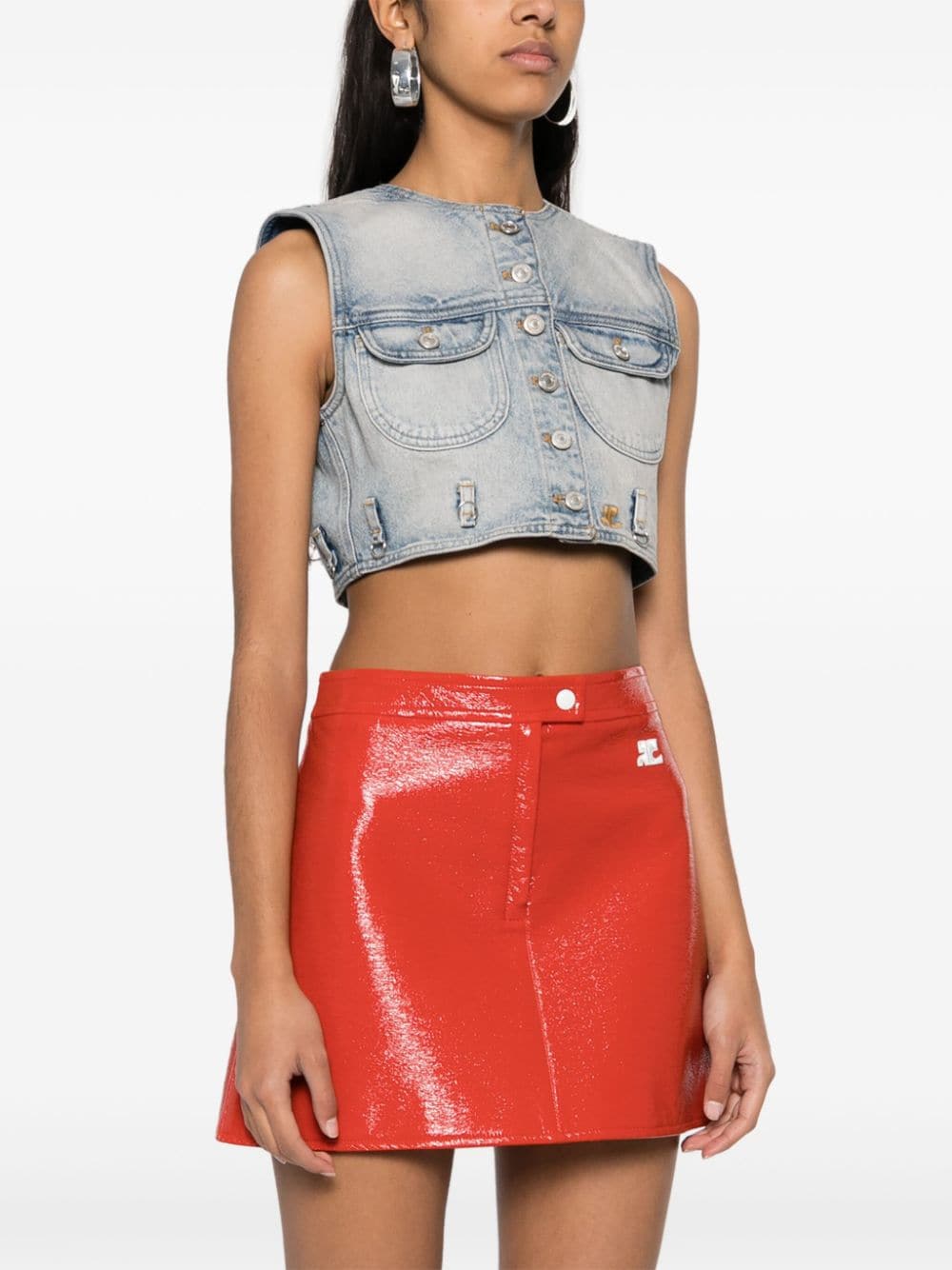 Courreges Pre Denim cropped vest – Cotton 100% - view 2