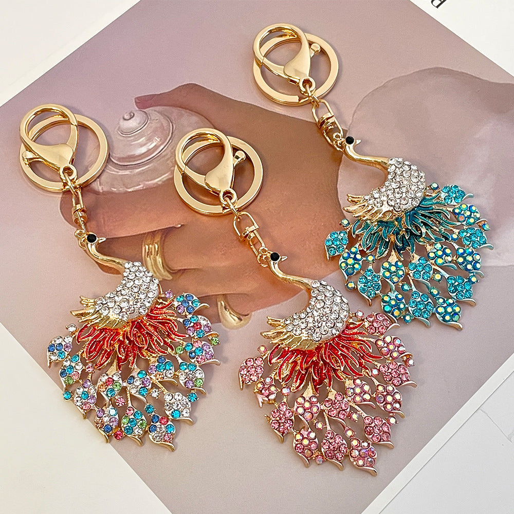 Peeperly Glistening Crystal Gems Peacock Keychain