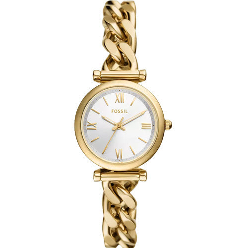 Fossil Carlie Gold Dial Women 28mm – Silver