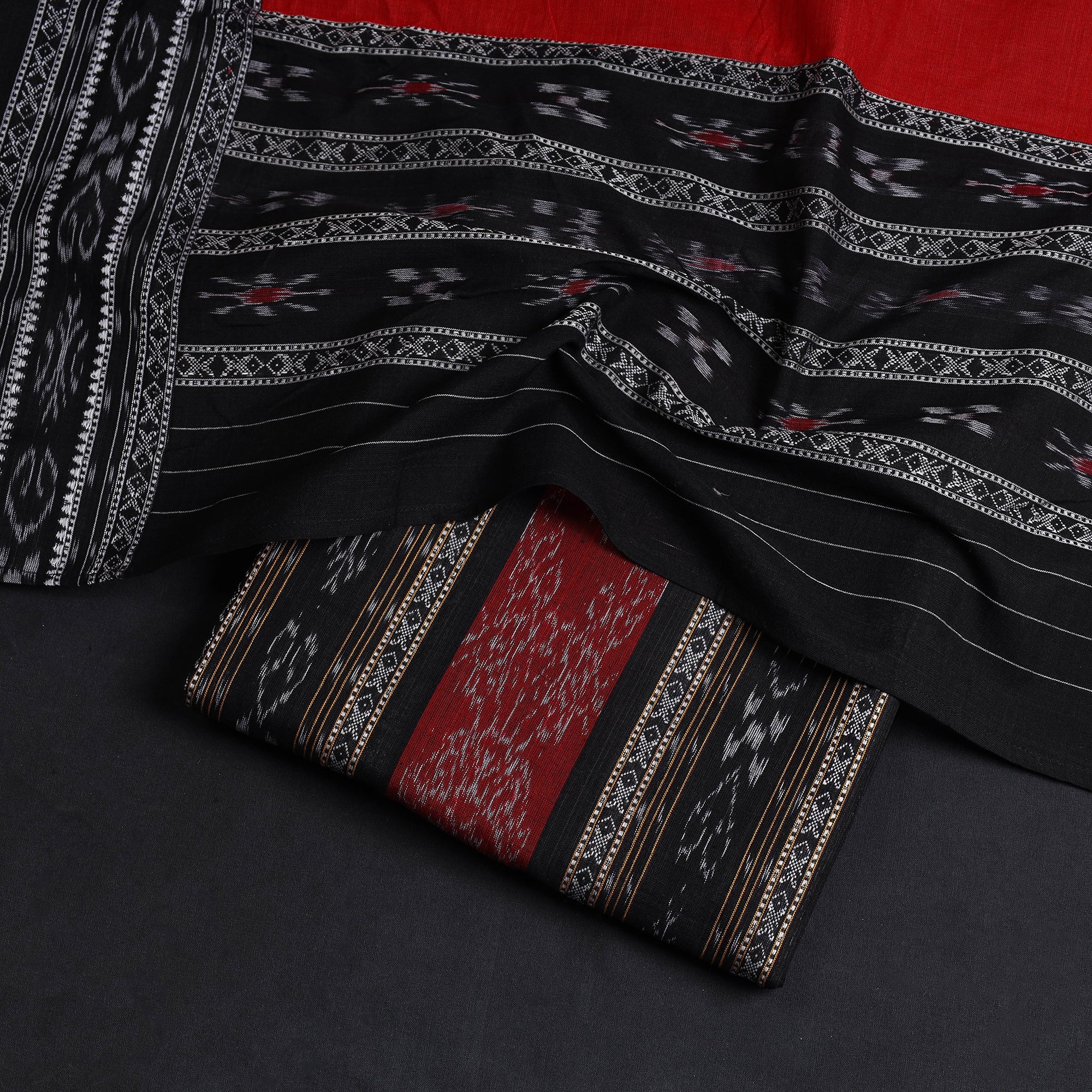 ASHOKA ASSEMBLE - CELEBRATING CRAFTS OF ODISHA Black - 2pc Handloom Cotton Sambalpuri Ikat Dress Material 05 - view 2