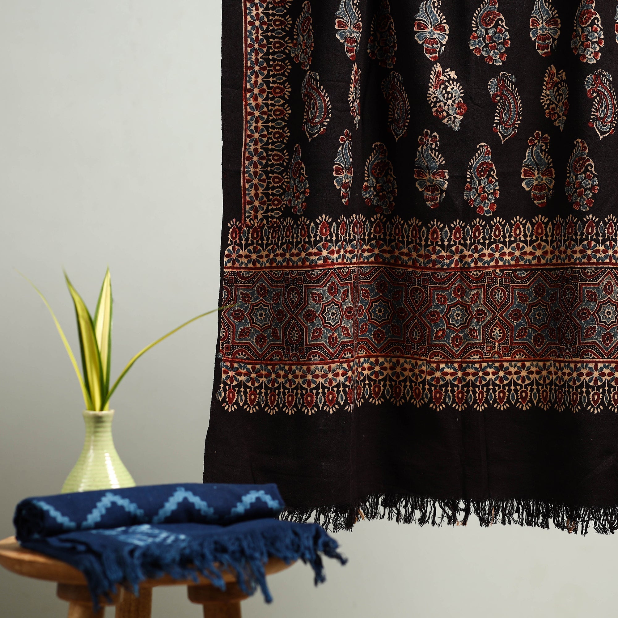 KACHCHH JI CHHAAP Black - Block Print Cotton Ajrakh Handloom Towel 22 - view 2