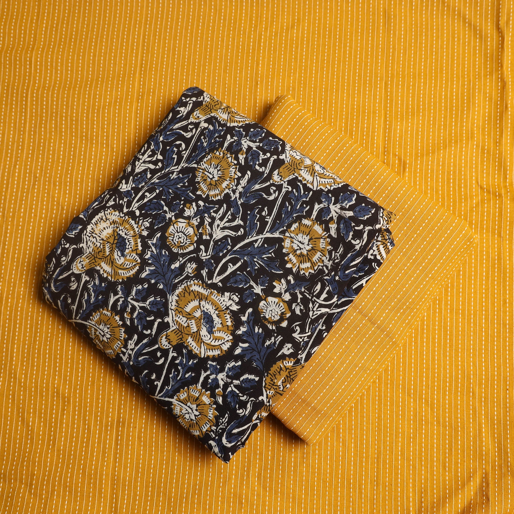 NOORI BAZAR Blue - 3pc Cotton Bagru Print Kurta with Plain Dupatta 15 - view 2