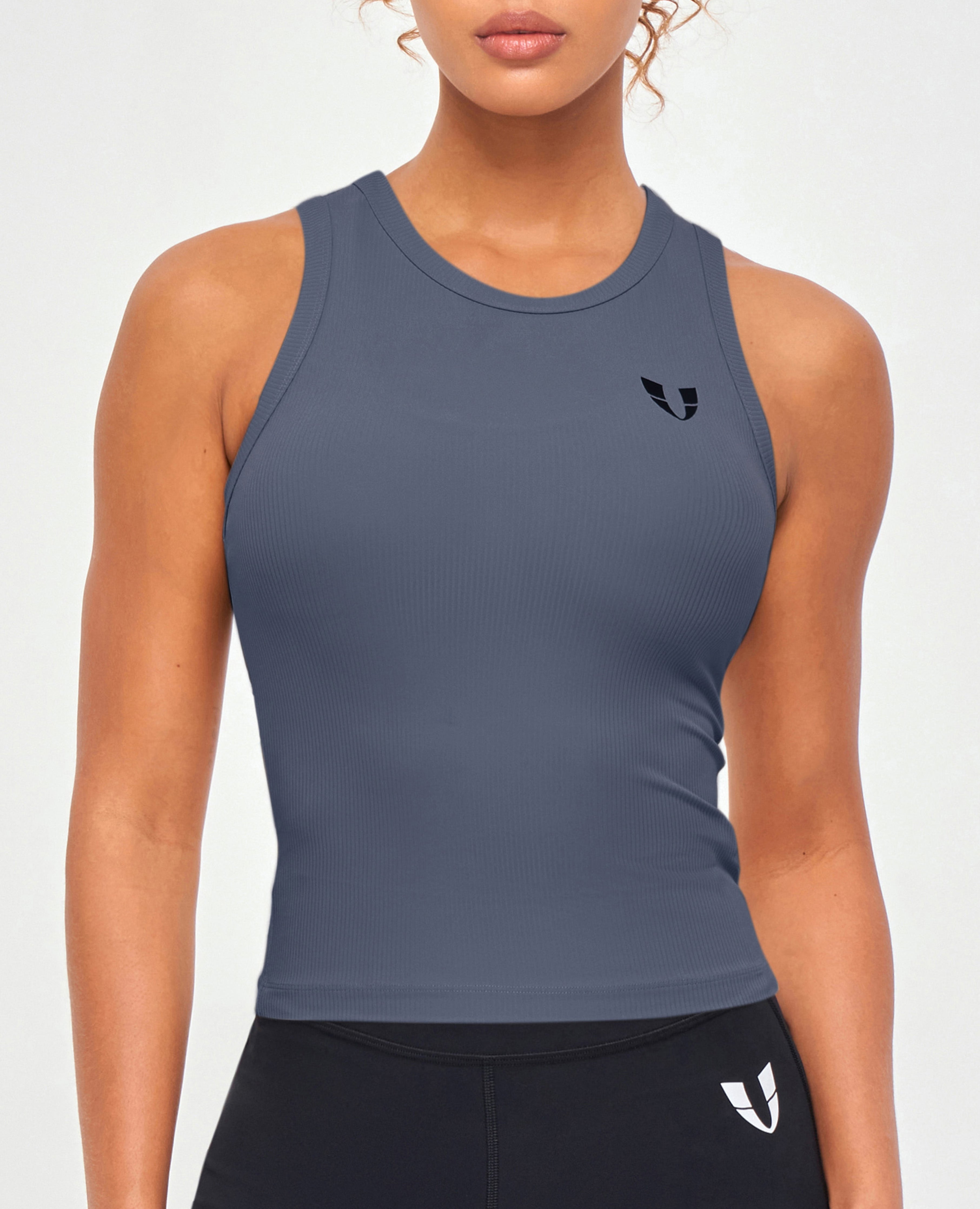 FIRM ABS Ribbed Workout Tank - Gray Blue