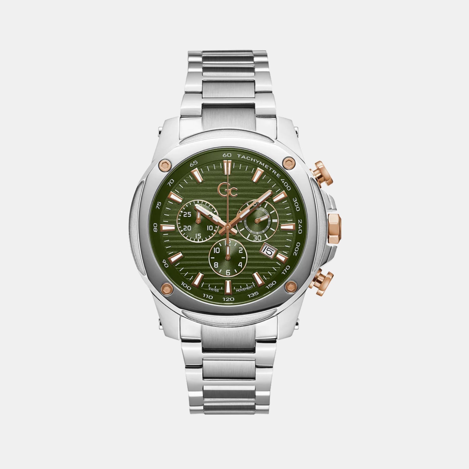 GC Brave Men Quartz Green Dial Chronograph Stainless Steel Watch Z13003G9MF