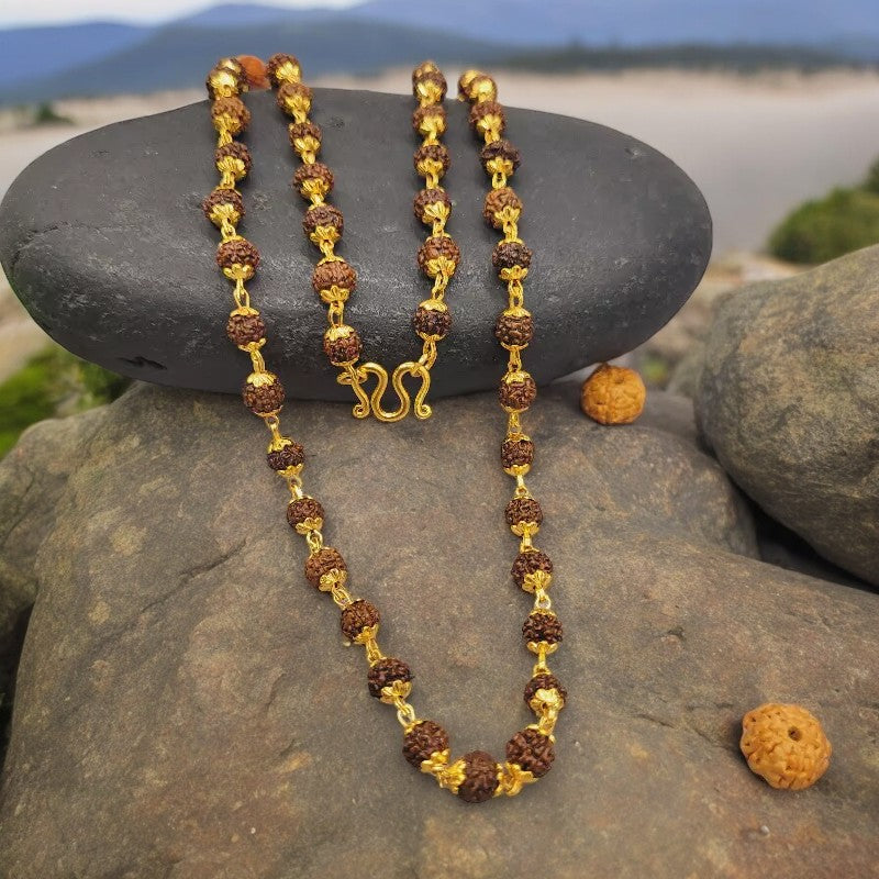 Soultheory Gold Plated Rudraksha Necklace Mala