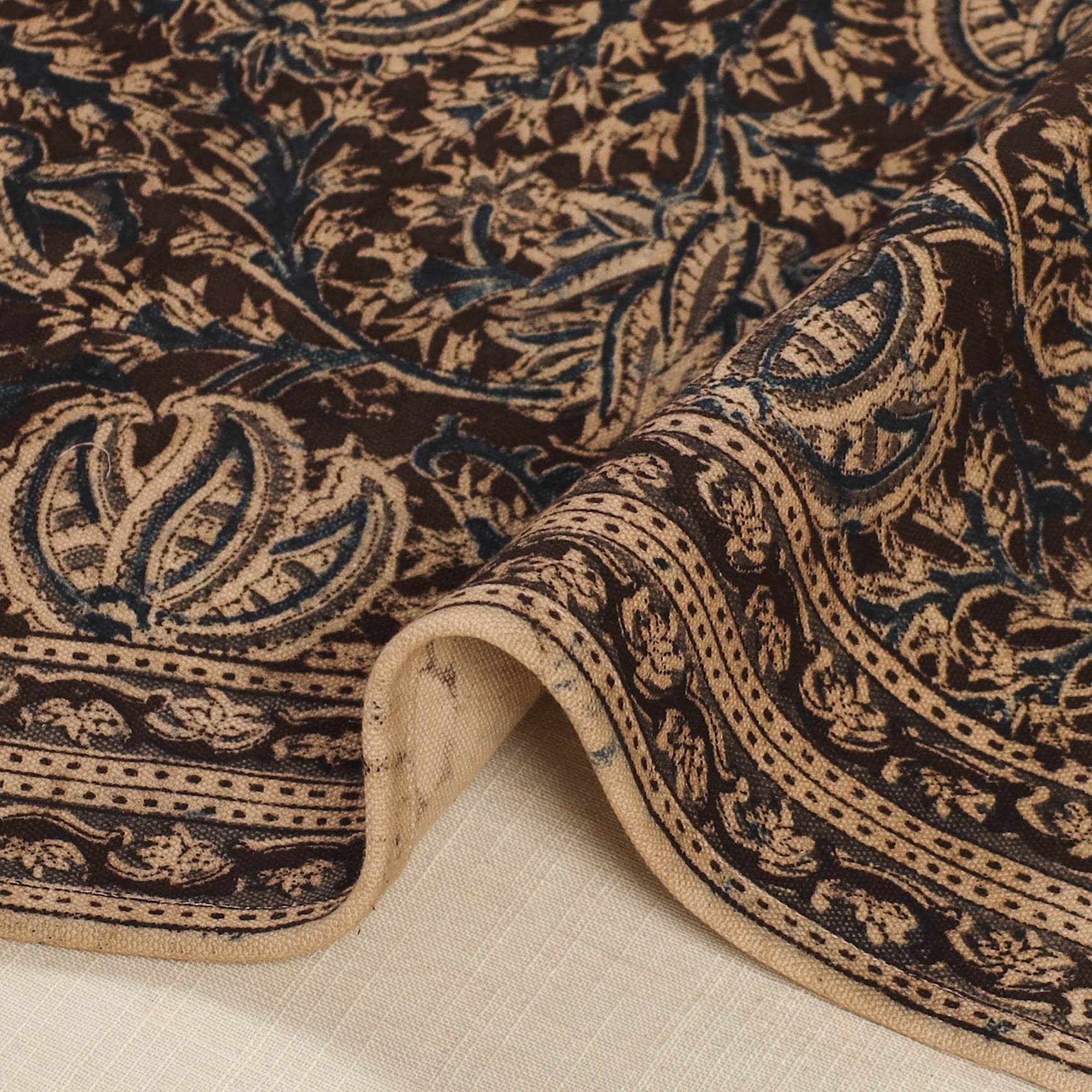 PITCHUKA SRINIVAS KALAMKARI PEDANA Brown - Original Pedana Kalamkari Block Printed Cotton Table Mat (18 x 13 in) 15 - view 3