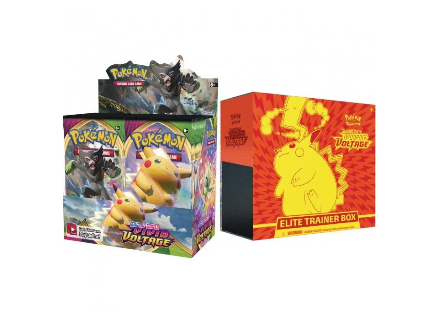 Pokémon 2020 Pokemon TCG Sword & Shield Vivid Voltage Elite Trainer Box and Booster Box Bundle
