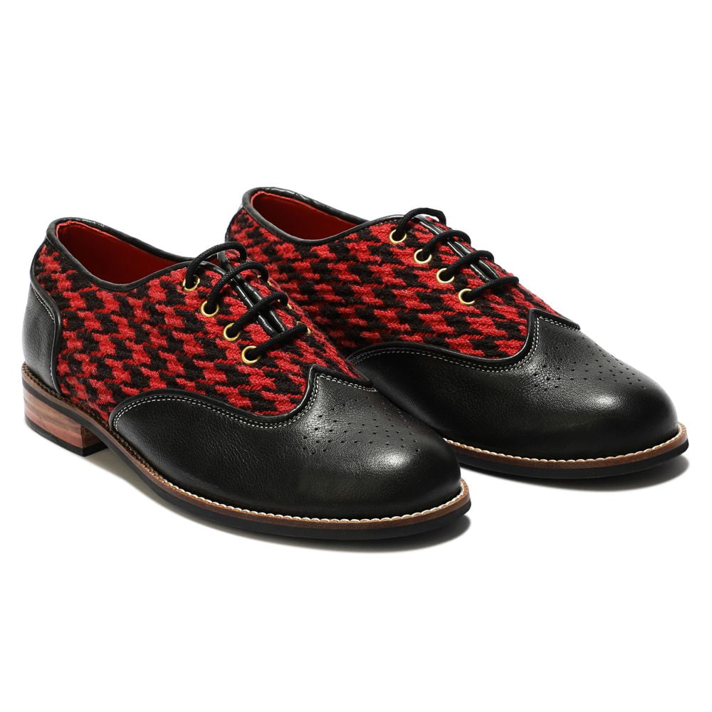 Banjaaran India Red Houndstoth Brogues_ for Women (discontinued)