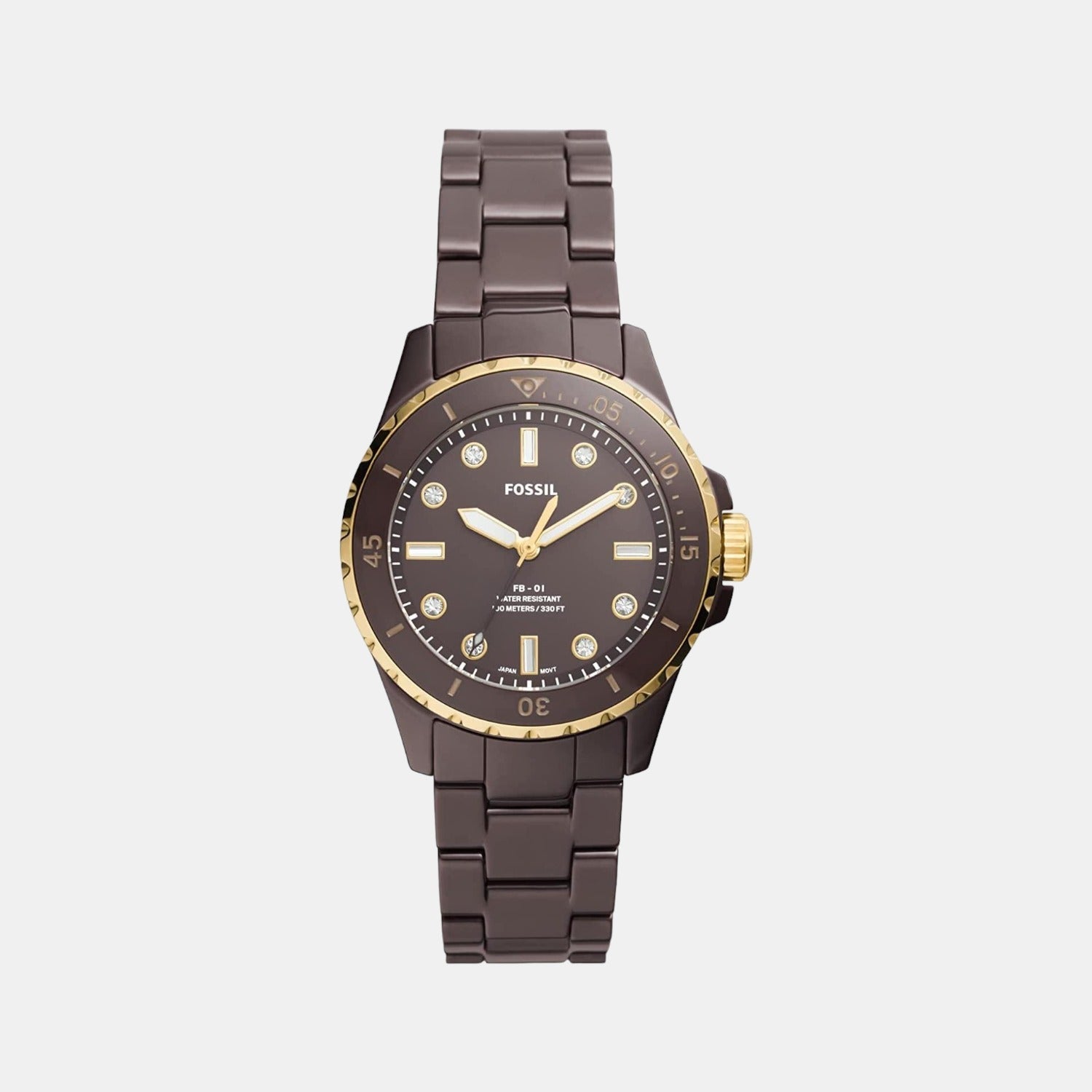 Fossil Fb-01 Women Quartz Brown Dial Analog Stainless Steel Watch CE1121