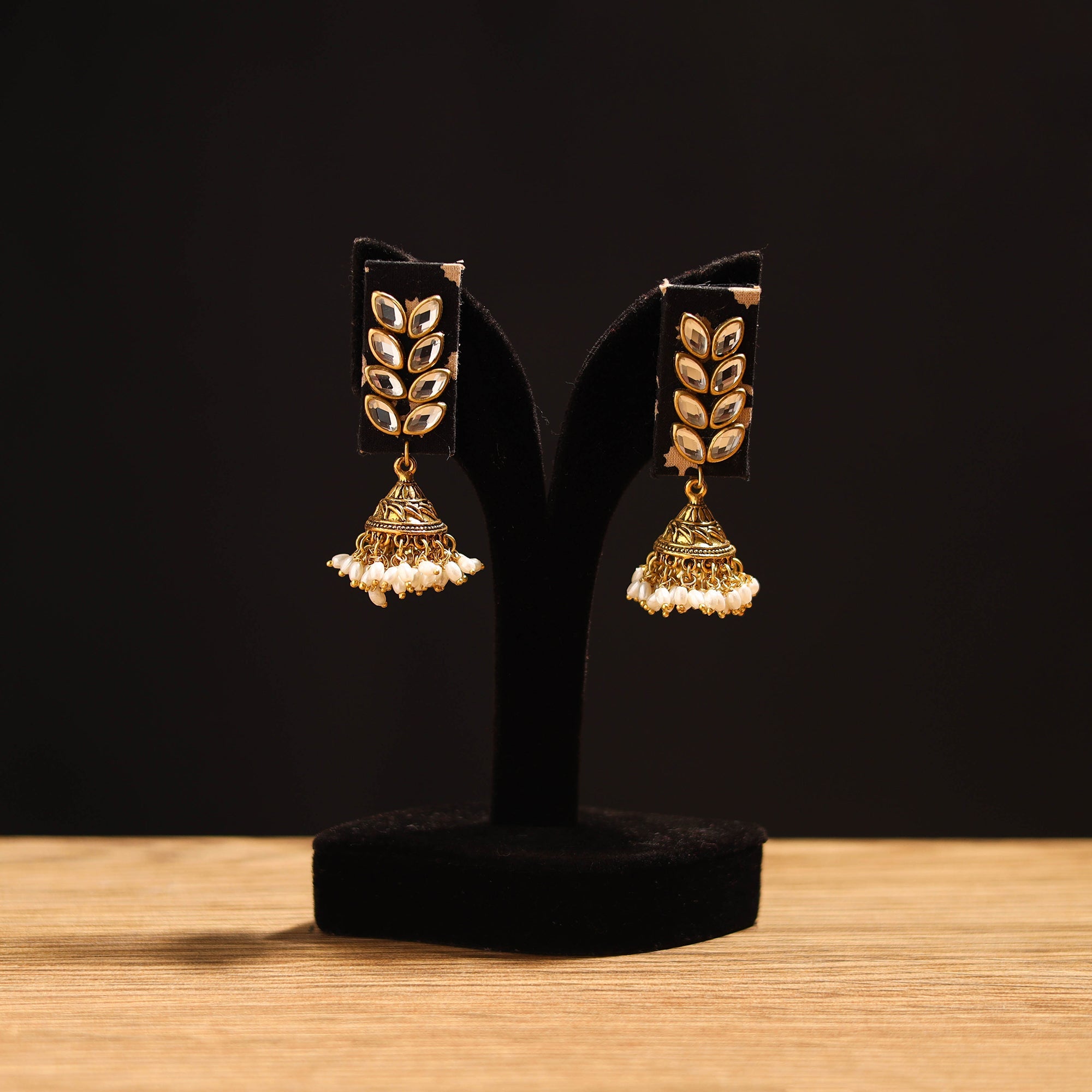 JALPARI Adya Stone Work Fabart GS Jhumka Earrings