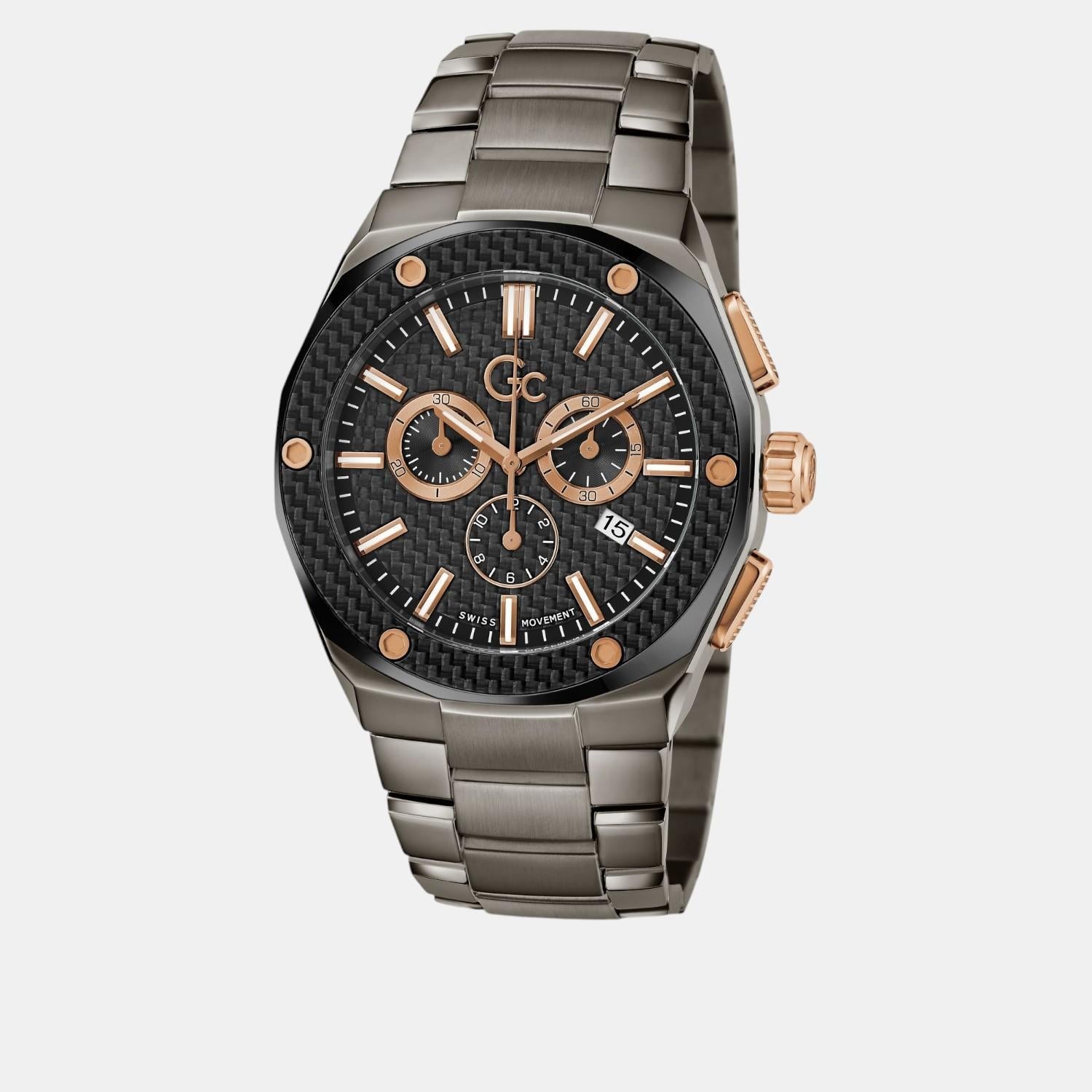 GC Fiber Men Quartz Black Dial Chronograph Stainless Steel Watch Z37002G2MF - view 2
