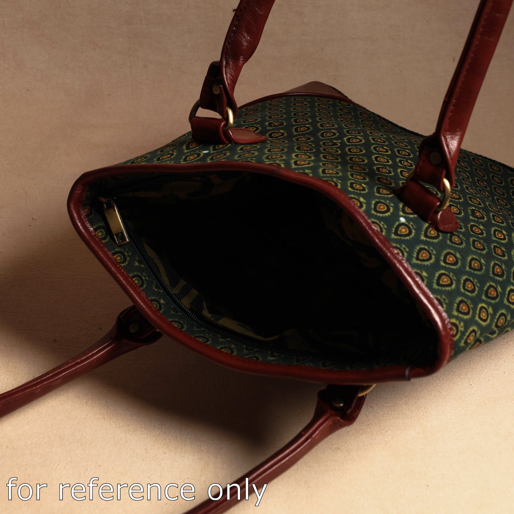 ITOKRI CRAFTS INITIATIVE Brown - Handcrafted Sanganeri Printed Leather Shoulder Bag - view 4