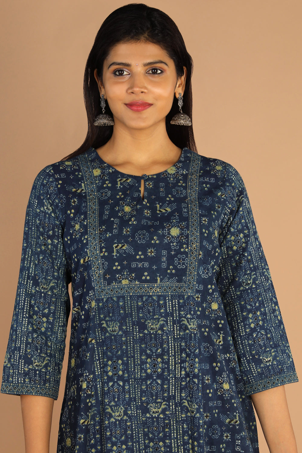 Kalanjali Ethnics Indigo Ajrak handblock printed cotton kurta , pants set - view 6