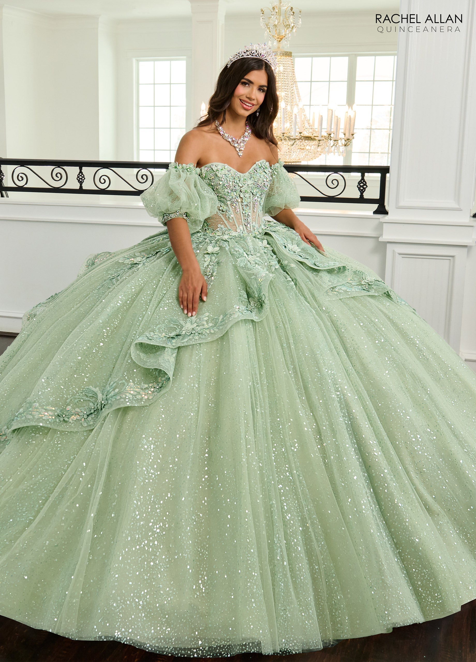 Mary's Bridal Puff Sleeve Quinceanera Dress by Rachel Allan RQ3153 - view 6