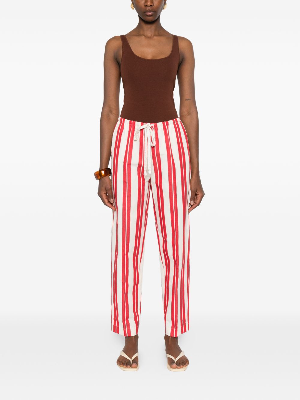 Forte Forte Striped drawstring trousers – 78% Cotton 22% Linem