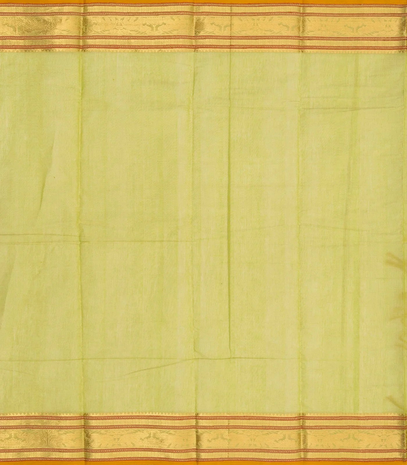 RmKV Cardamom Green Handloom Kanchi Cotton Saree With Checks & Kamalam Motifs - view 4